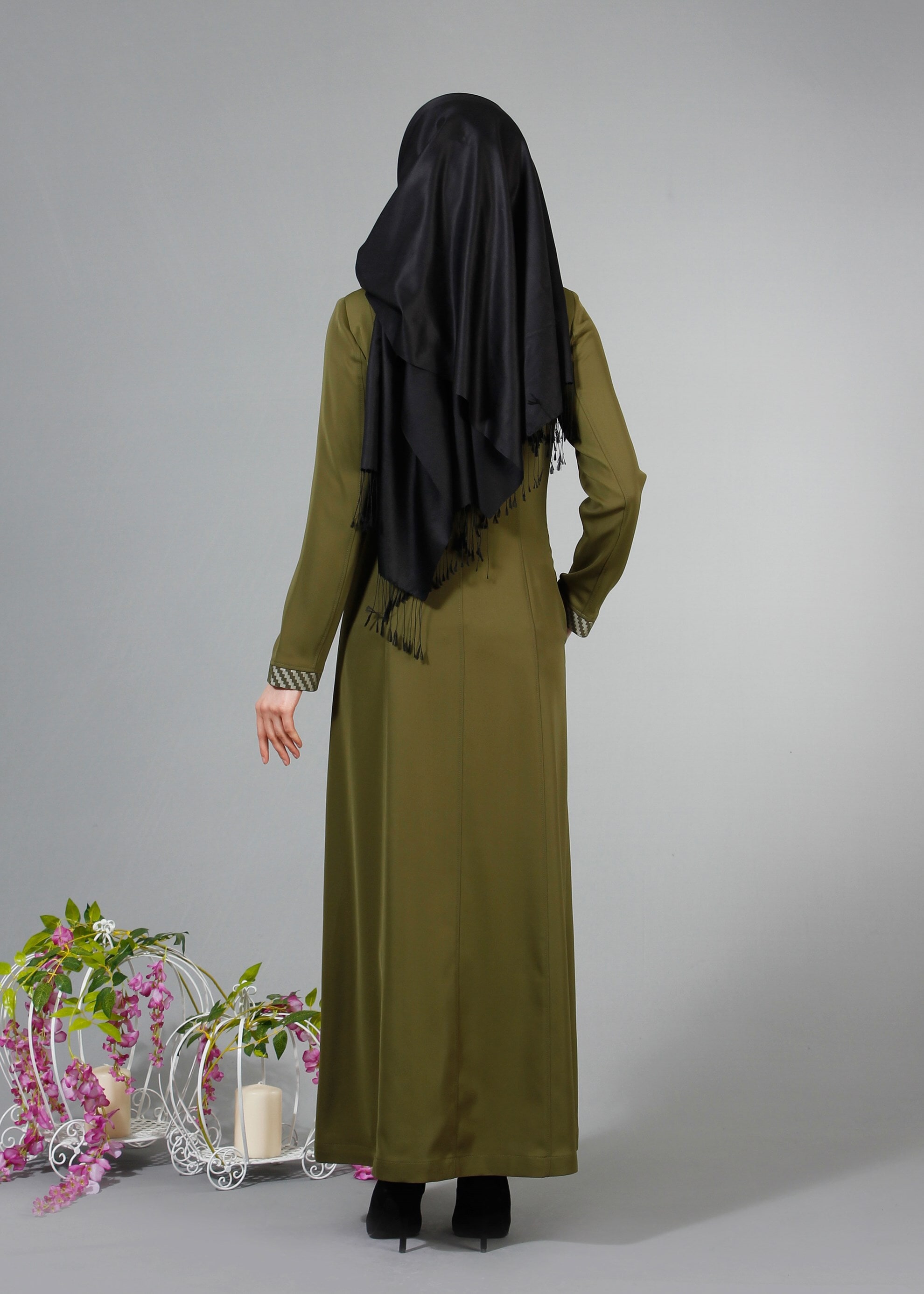 Tesettür giyim HAKİ 1716 Elite Tesettür Pardesü 40/48 TEK38