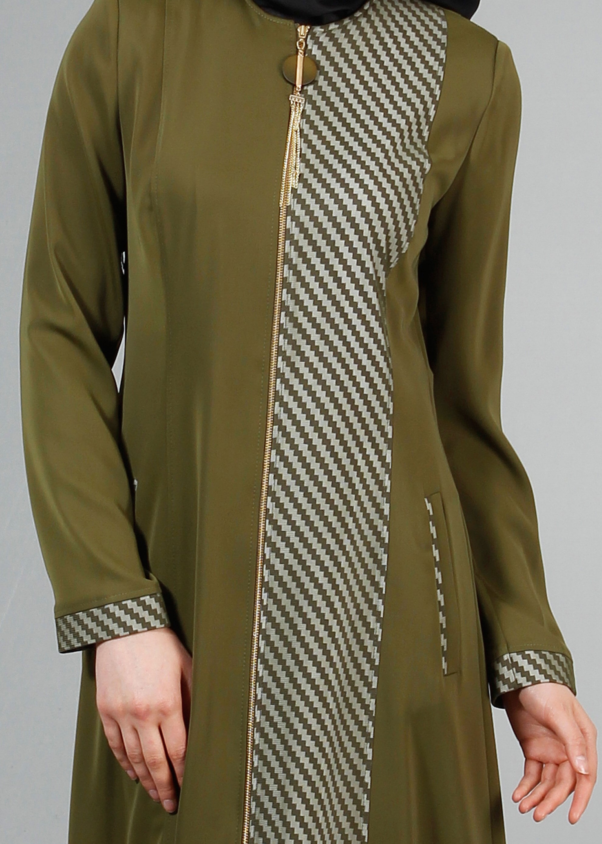 Tesettür giyim HAKİ 1716 Elite Tesettür Pardesü 40/48 TEK38