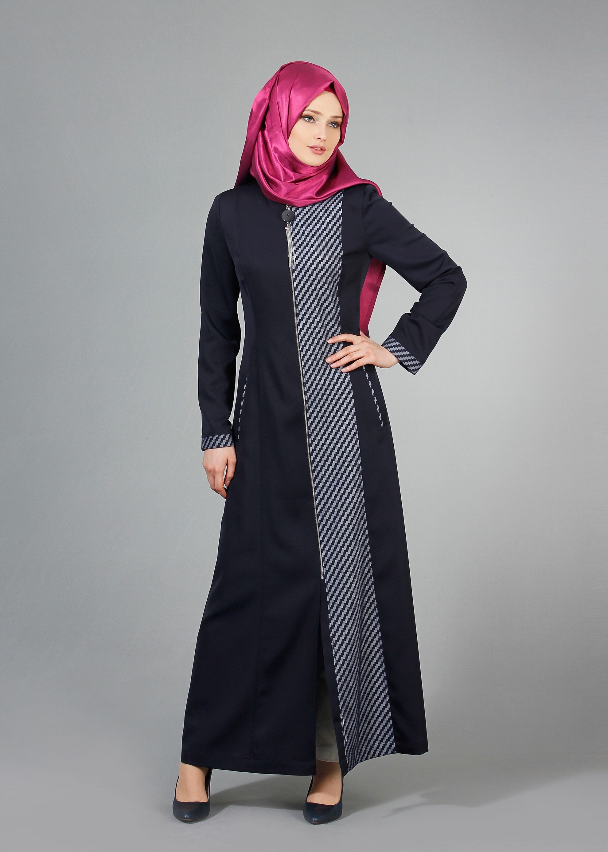 Tesettür giyim LACİVERT 1716 Elite Tesettür Pardesü 40/48 TEK38