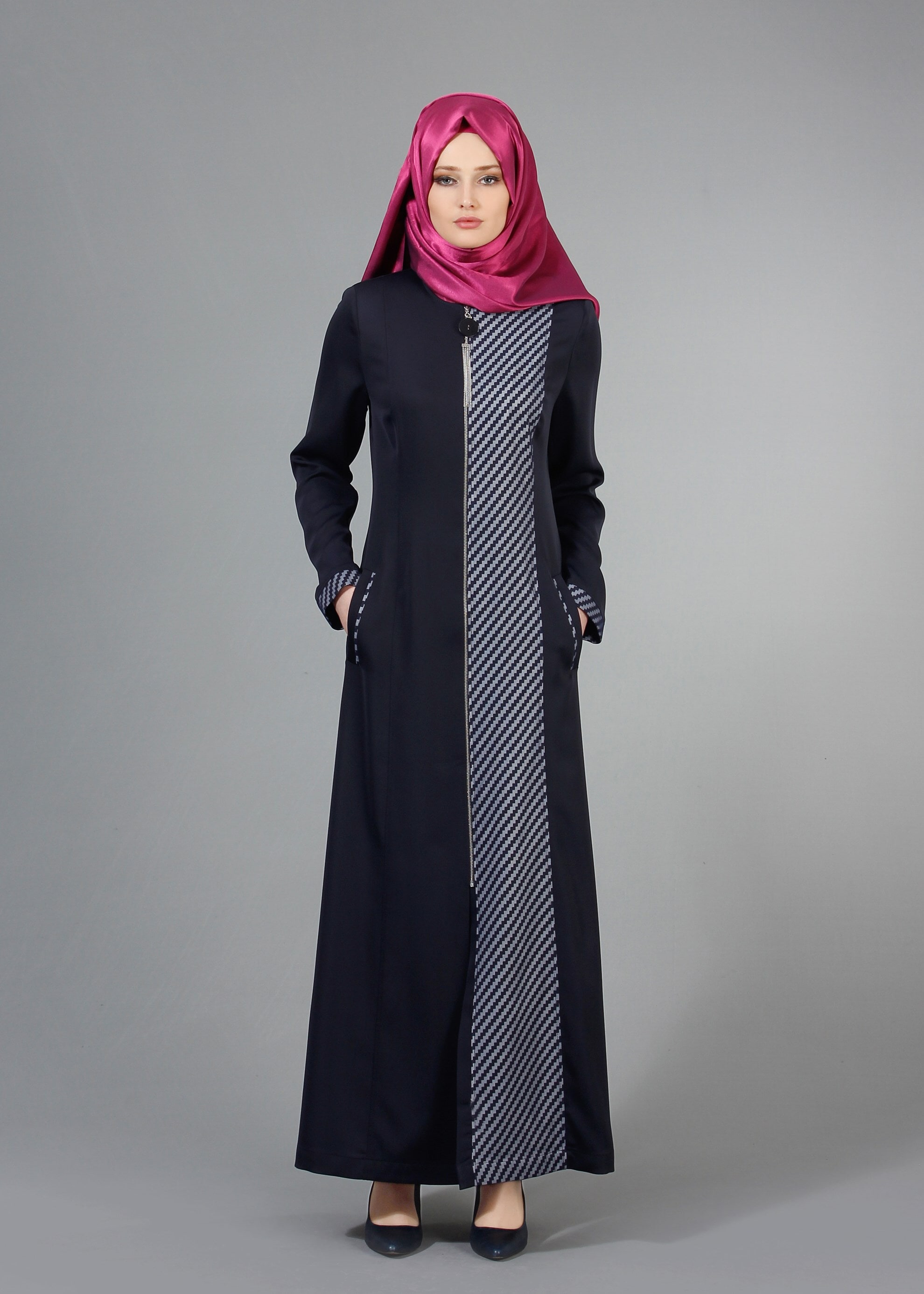 Tesettür giyim LACİVERT 1716 Elite Tesettür Pardesü 40/48 TEK38