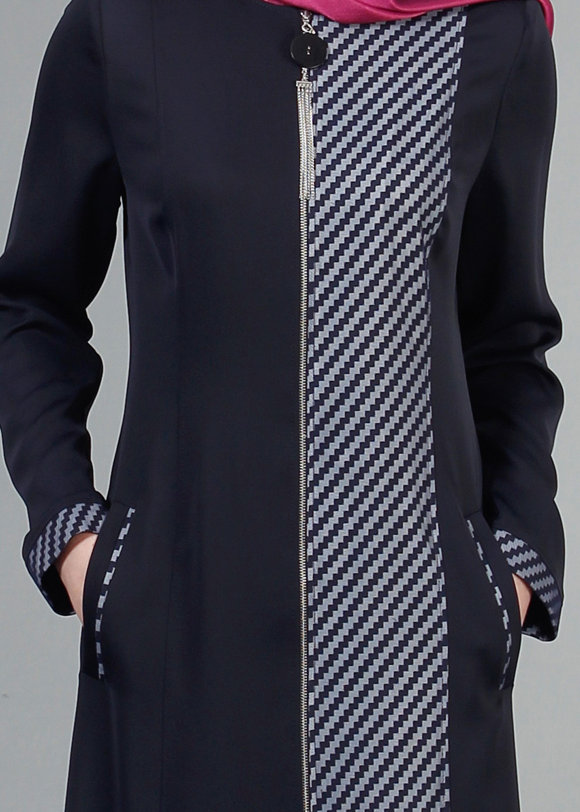 Tesettür giyim LACİVERT 1716 Elite Tesettür Pardesü 40/48 TEK38