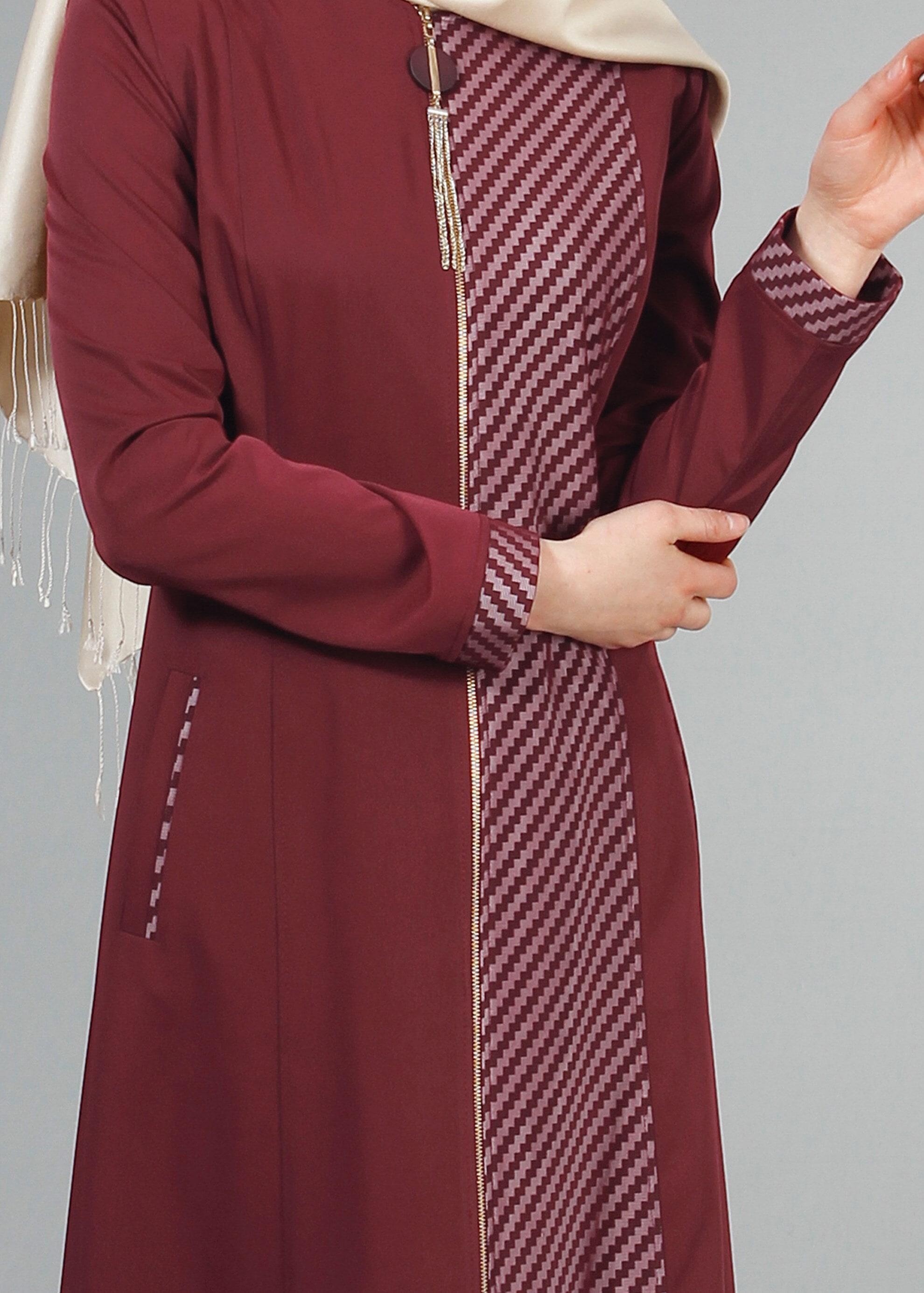 Tesettür giyim BORDO 1716 Elite Tesettür Pardesü 40/48 TEK38