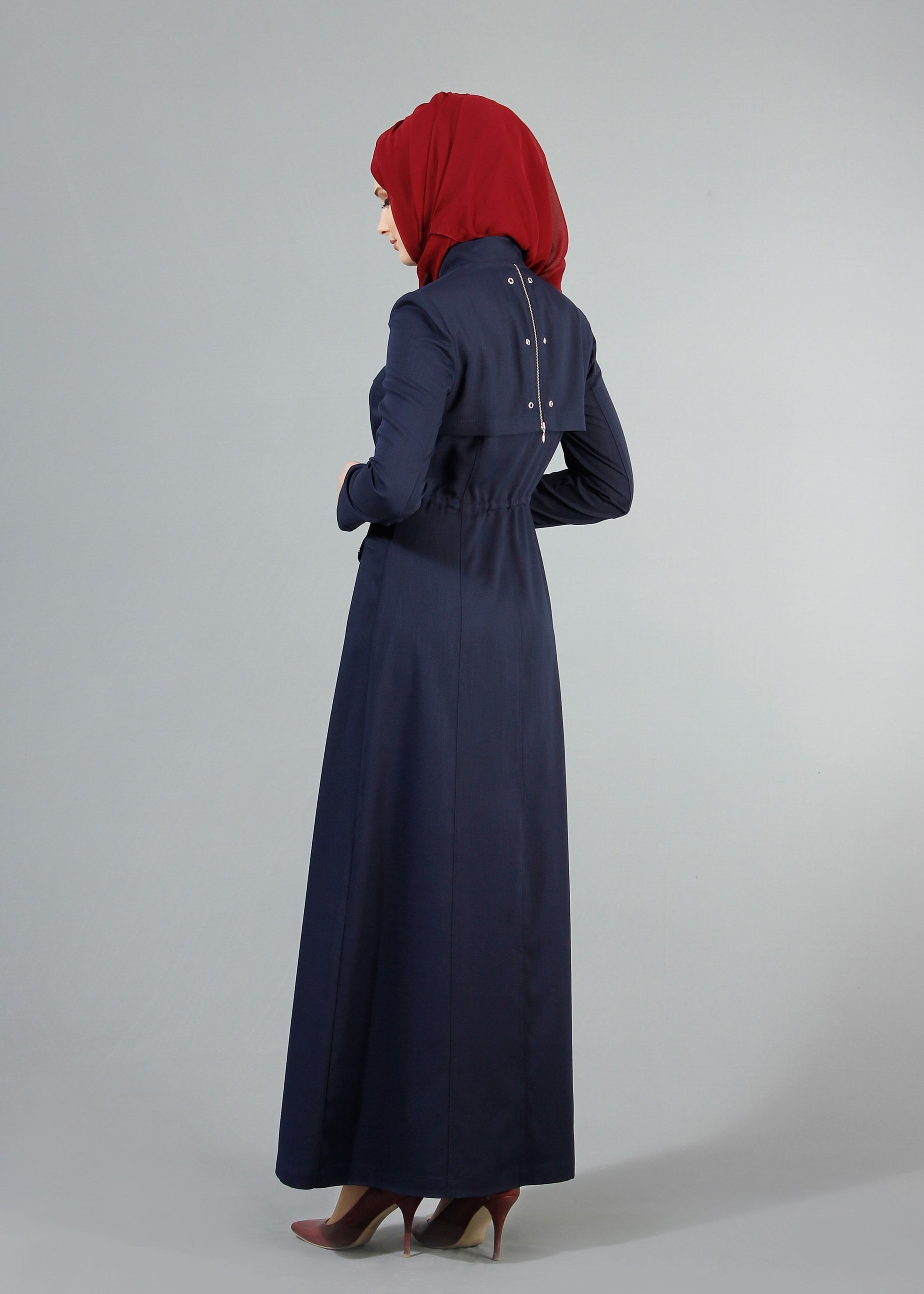 Tesettür giyim LACİVERT 1717 Derin Tesettür Pardesü 38/46 TEK40
