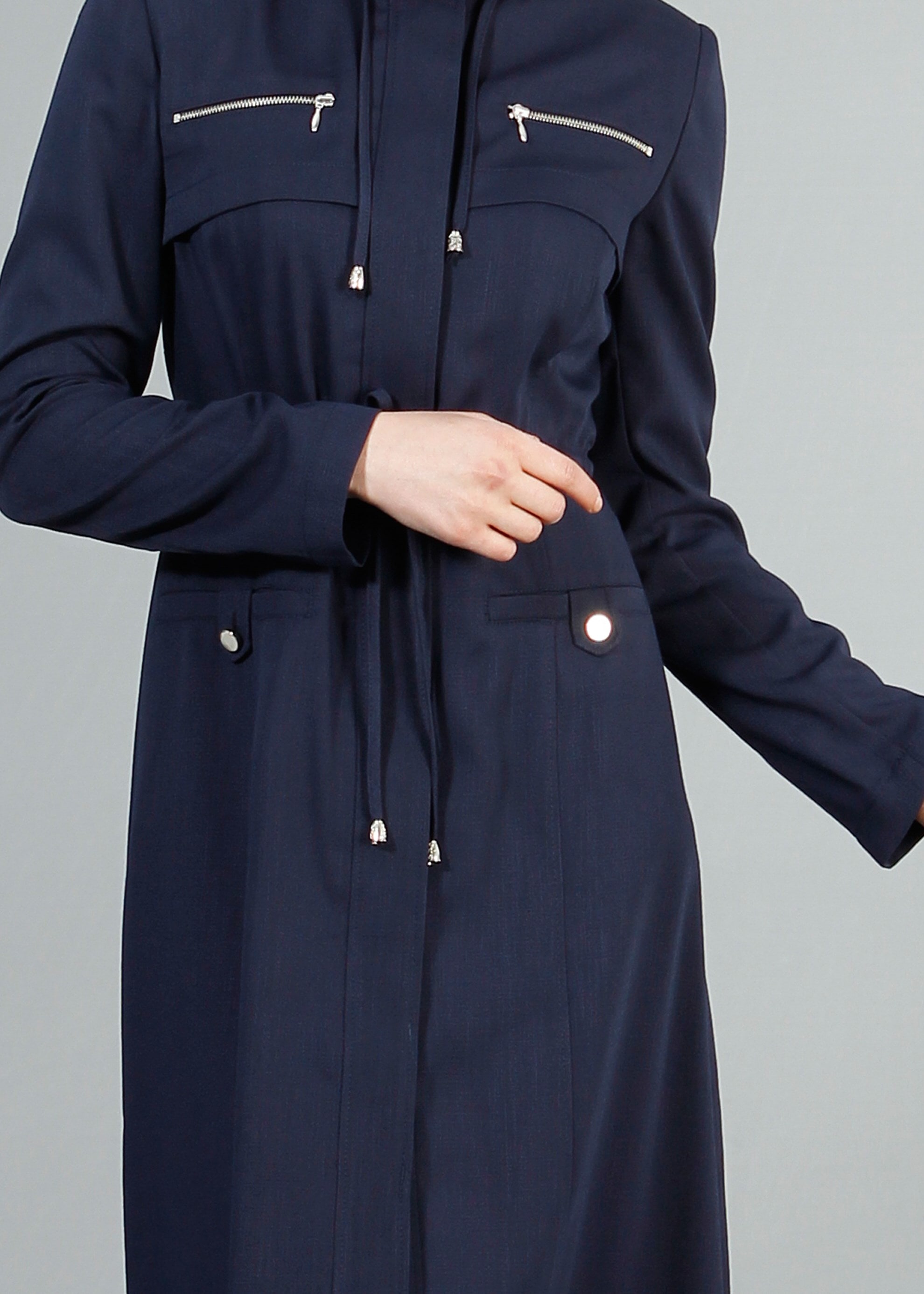 Tesettür giyim LACİVERT 1717 Derin Tesettür Pardesü 38/46 TEK40