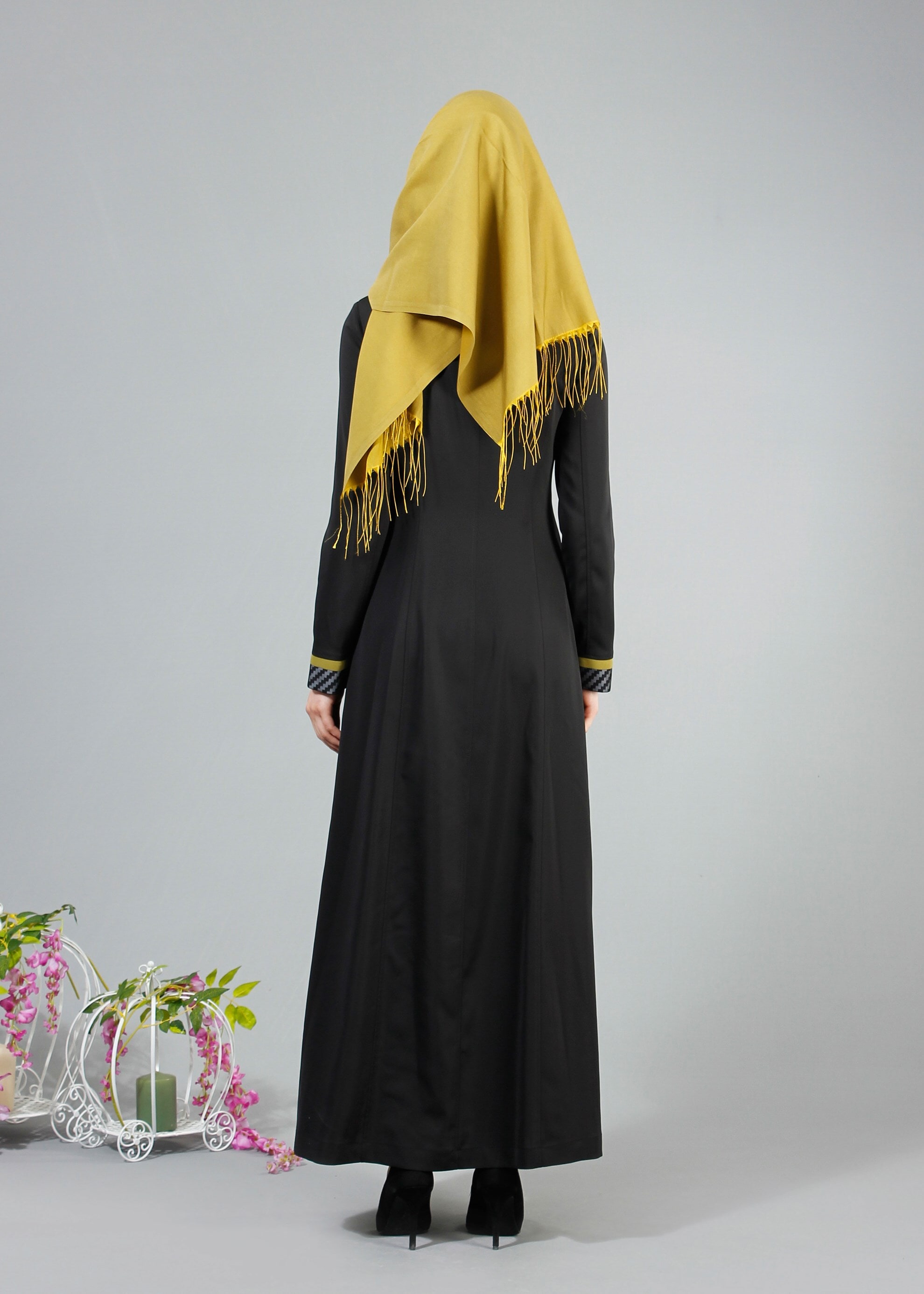 Tesettür giyim SİYAH 1718 Elite Tesettür Pardesü 38/46 TEK40