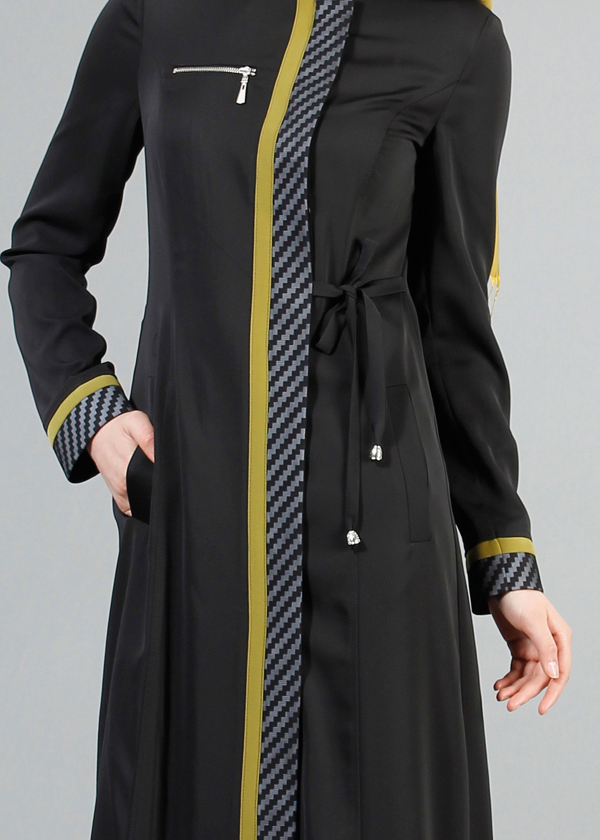 Tesettür giyim SİYAH 1718 Elite Tesettür Pardesü 38/46 TEK40