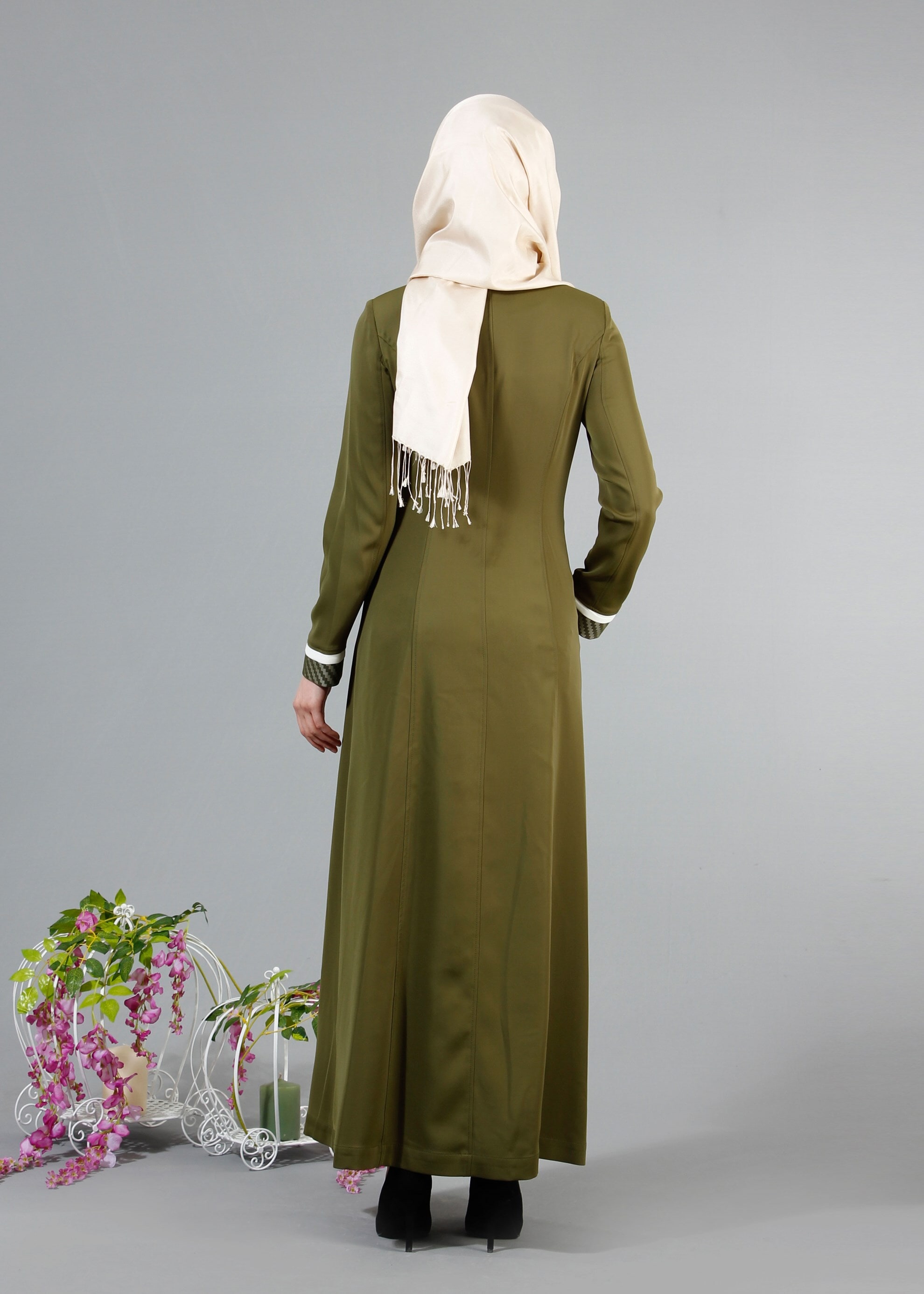 Tesettür giyim HAKİ 1718 Elite Tesettür Pardesü 38/46 TEK40