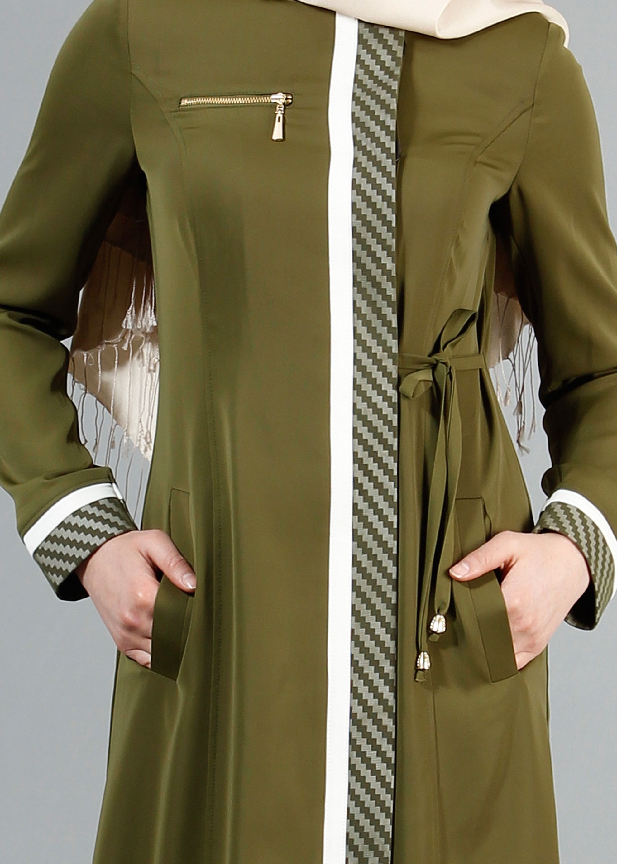 Tesettür giyim HAKİ 1718 Elite Tesettür Pardesü 38/46 TEK40