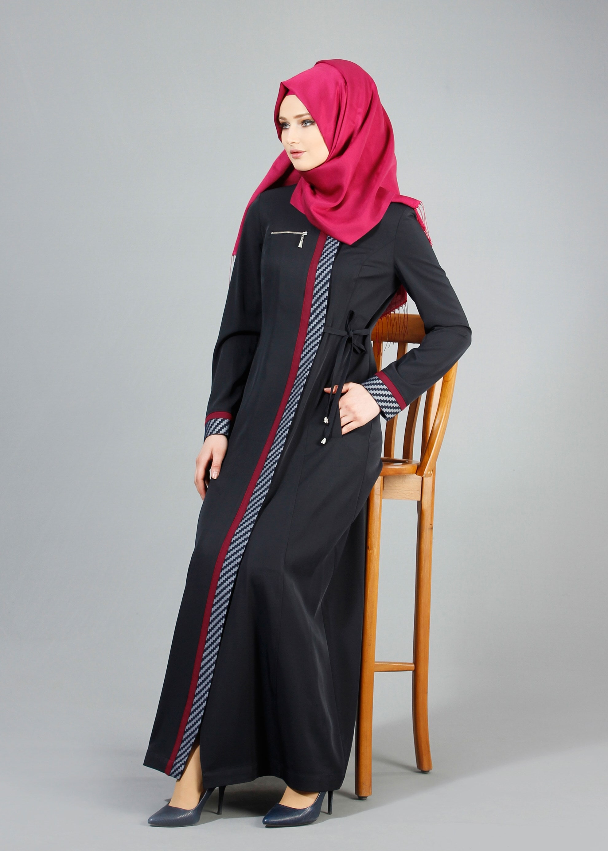 Tesettür giyim LACİVERT 1718 Elite Tesettür Pardesü 38/46 TEK40