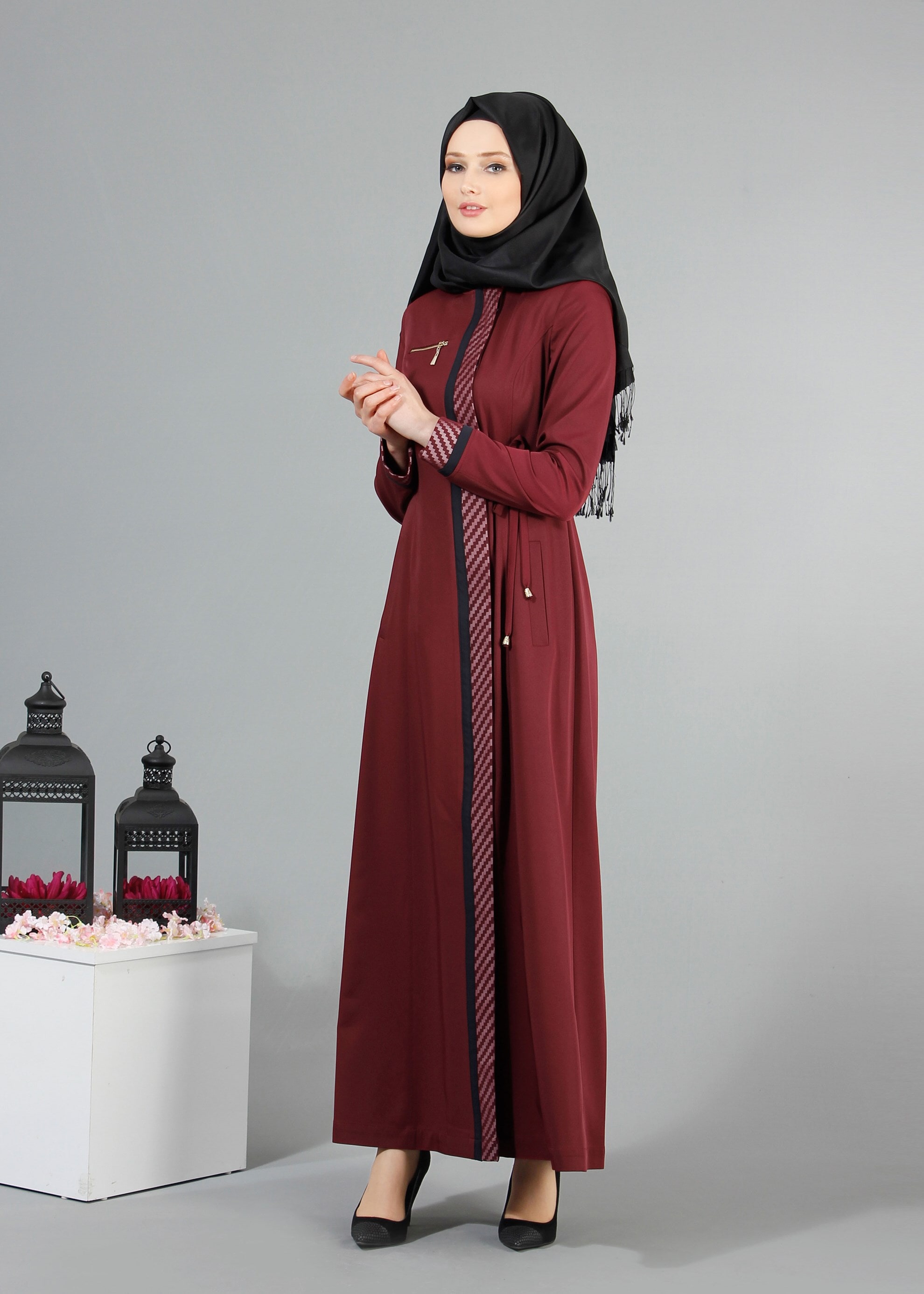 Tesettür giyim BORDO 1718 Elite Tesettür Pardesü 38/46 TEK40