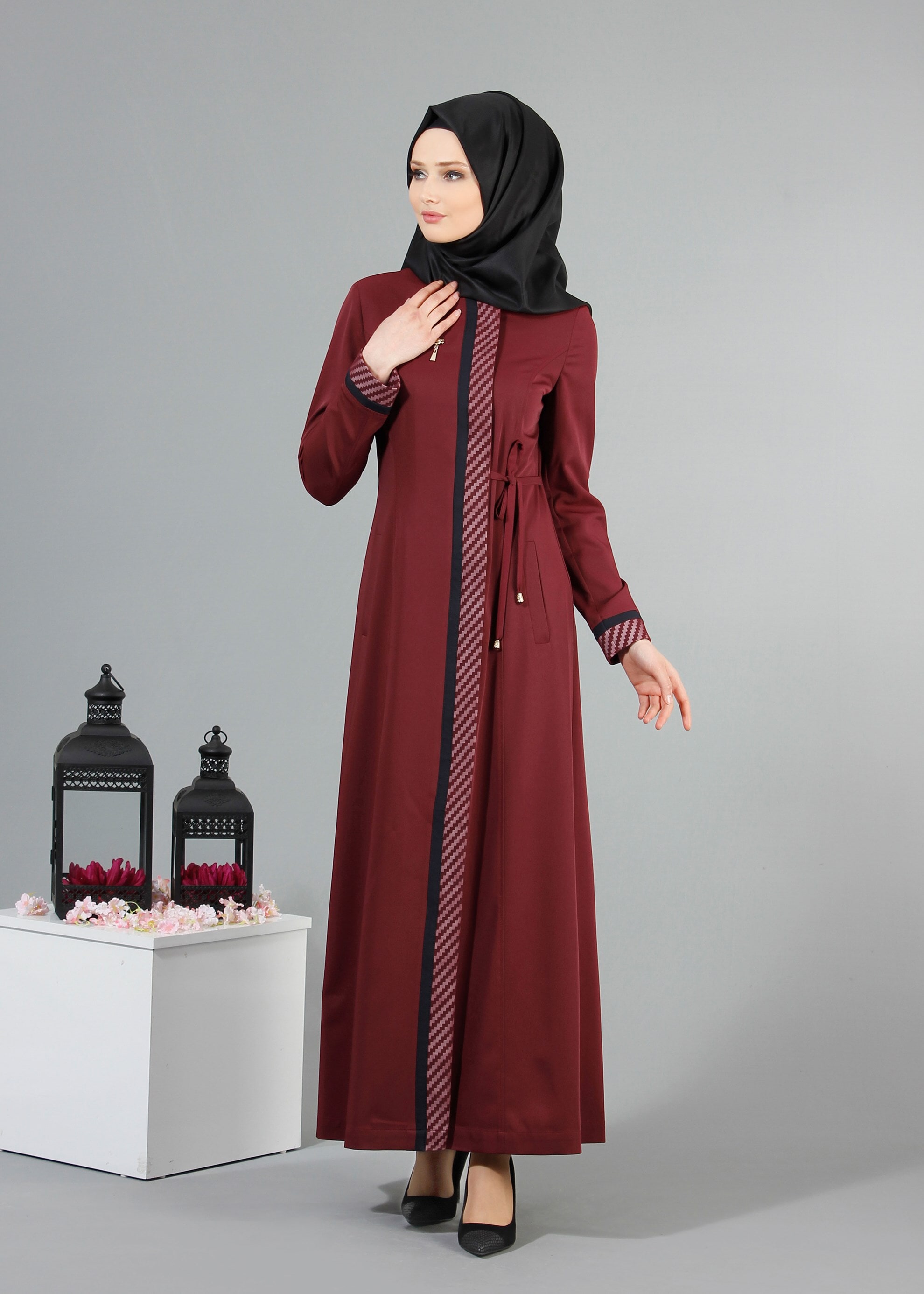 Tesettür giyim BORDO 1718 Elite Tesettür Pardesü 38/46 TEK40