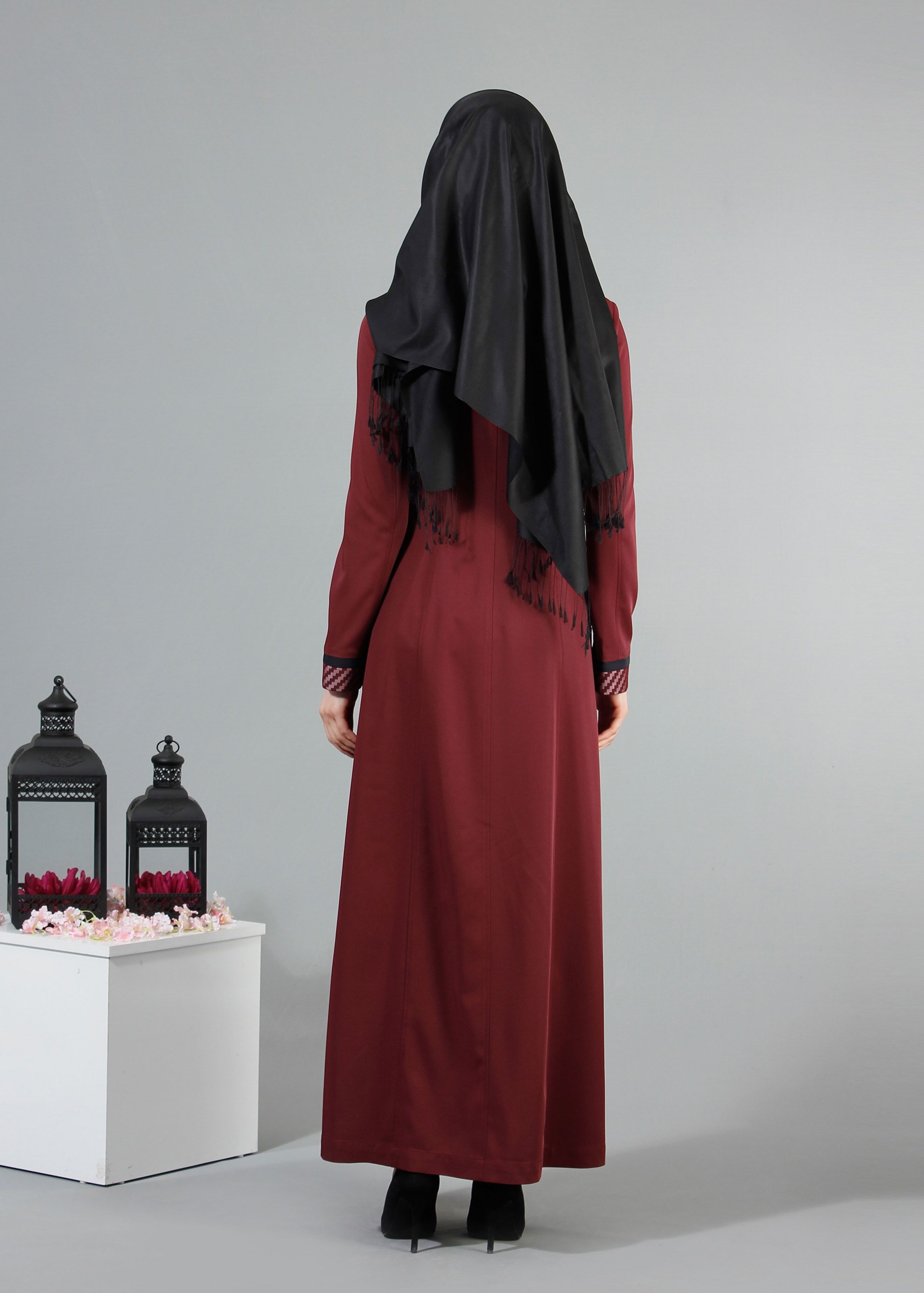 Tesettür giyim BORDO 1718 Elite Tesettür Pardesü 38/46 TEK40