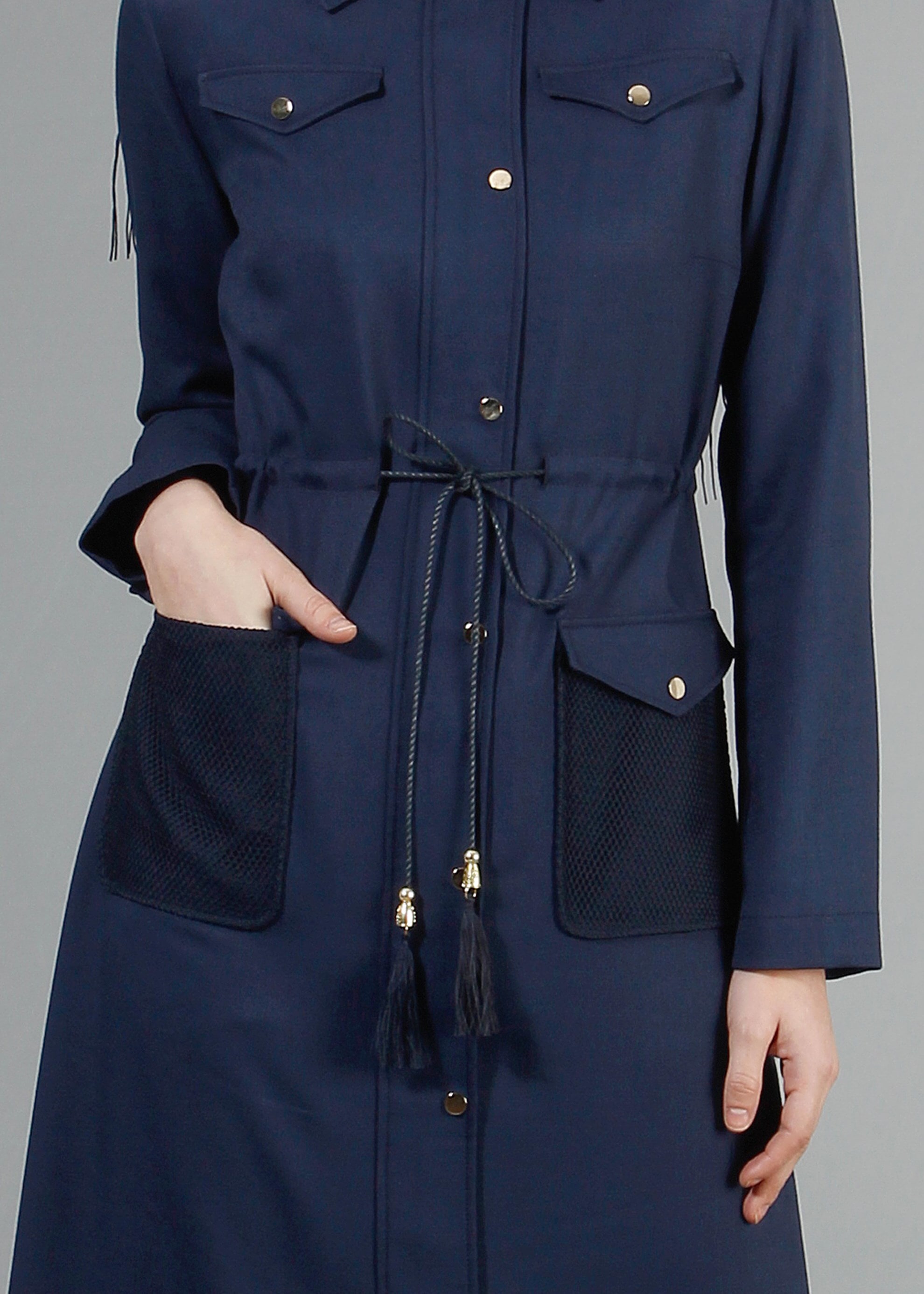 Tesettür giyim LACİVERT 1722 New Shine Tesettür Pardesü 38/44 TEK40