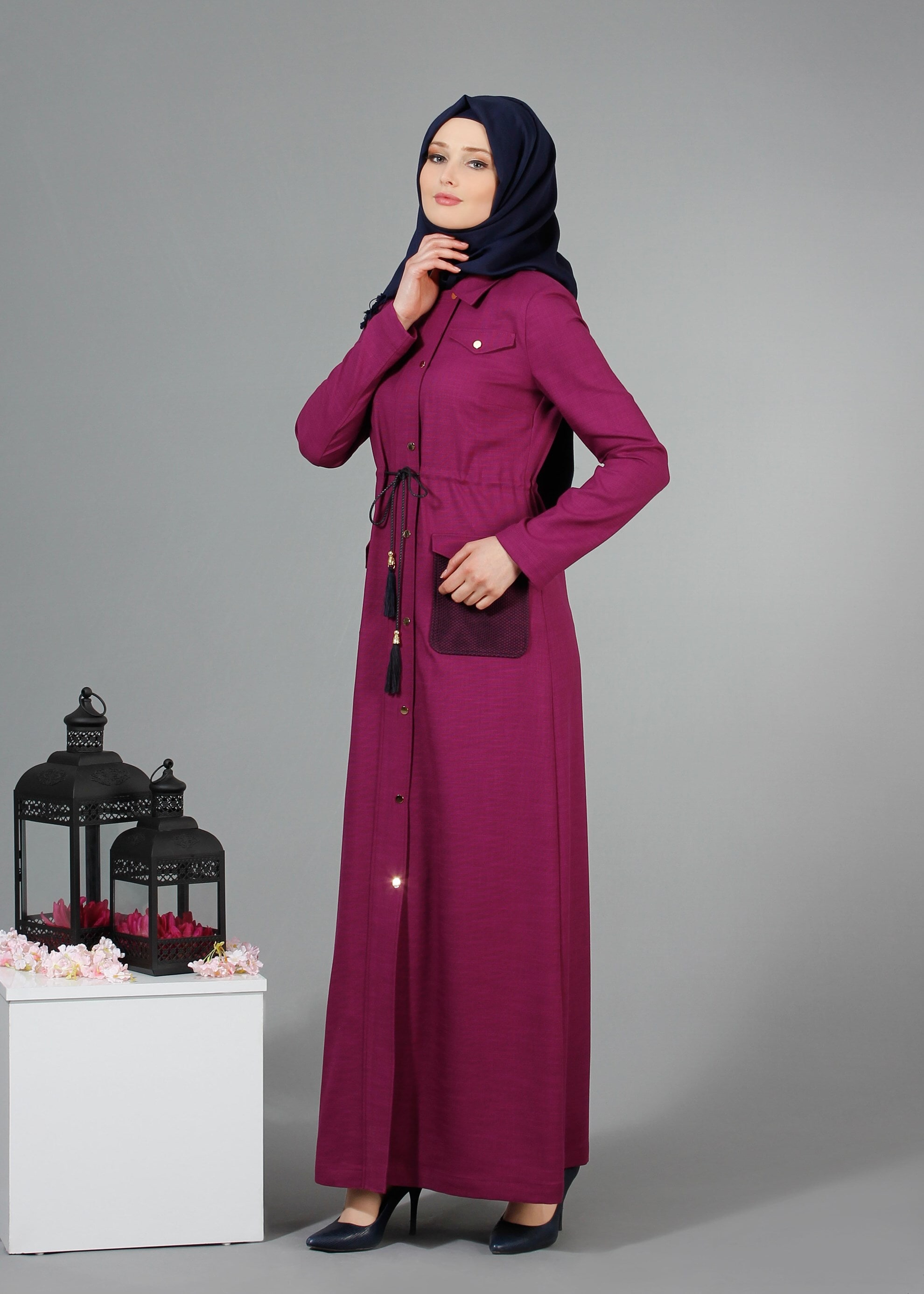 Tesettür giyim MOR 1722 New Shine Tesettür Pardesü 38/44 TEK40
