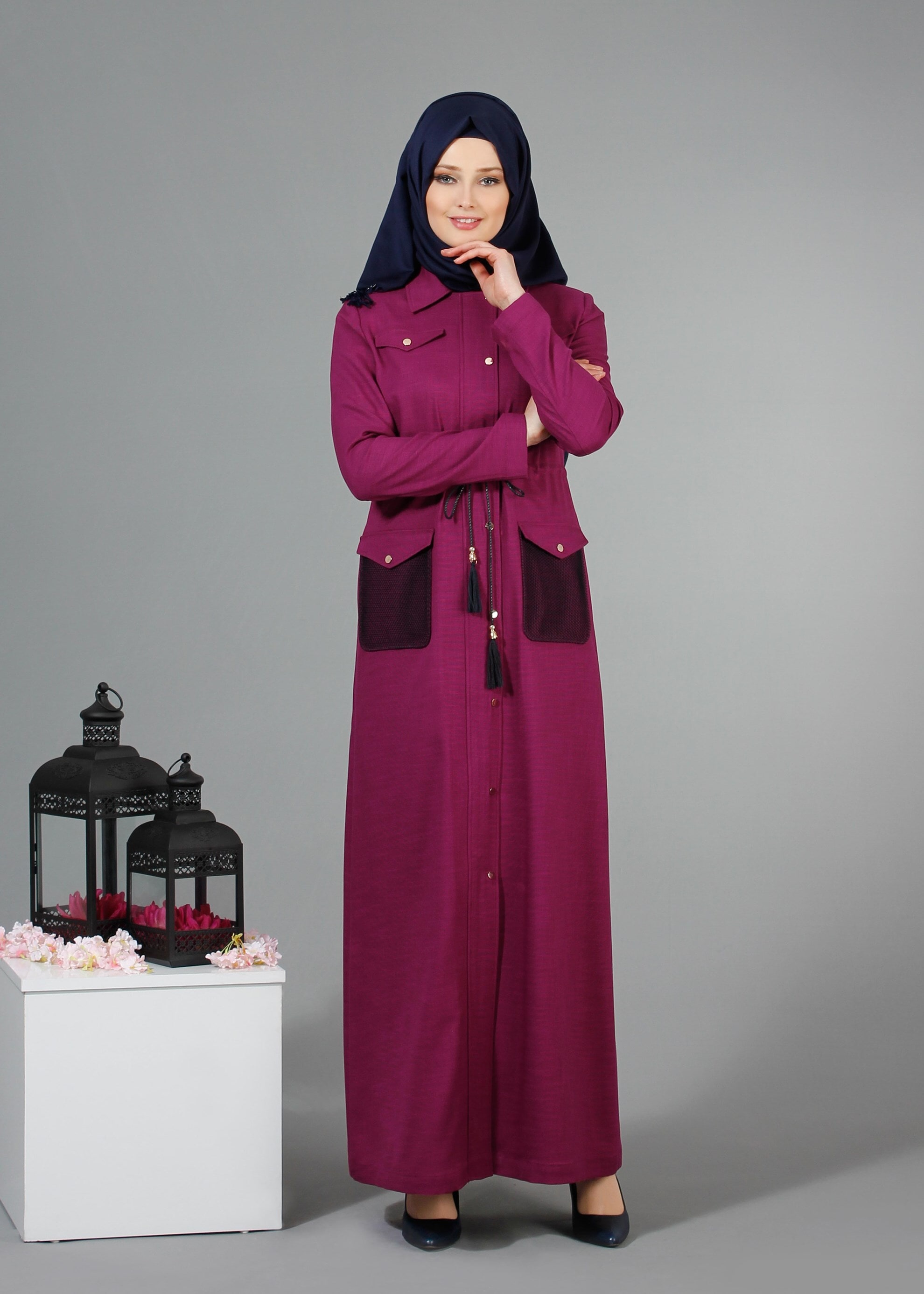 Tesettür giyim MOR 1722 New Shine Tesettür Pardesü 38/44 TEK40