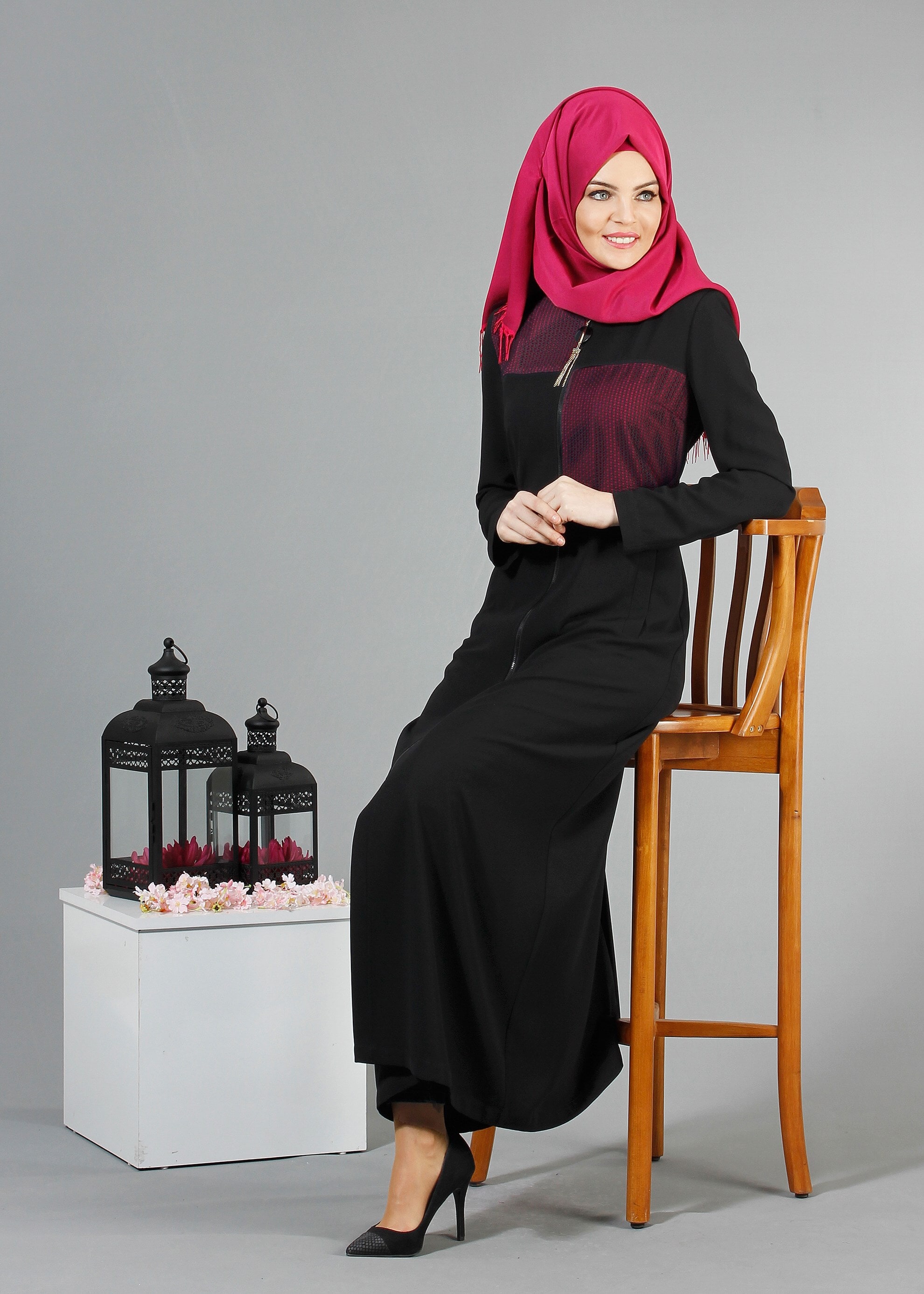 Tesettür giyim SİYAH 1737 FARAH 6288 PARDESÜ 40-48 TEK38