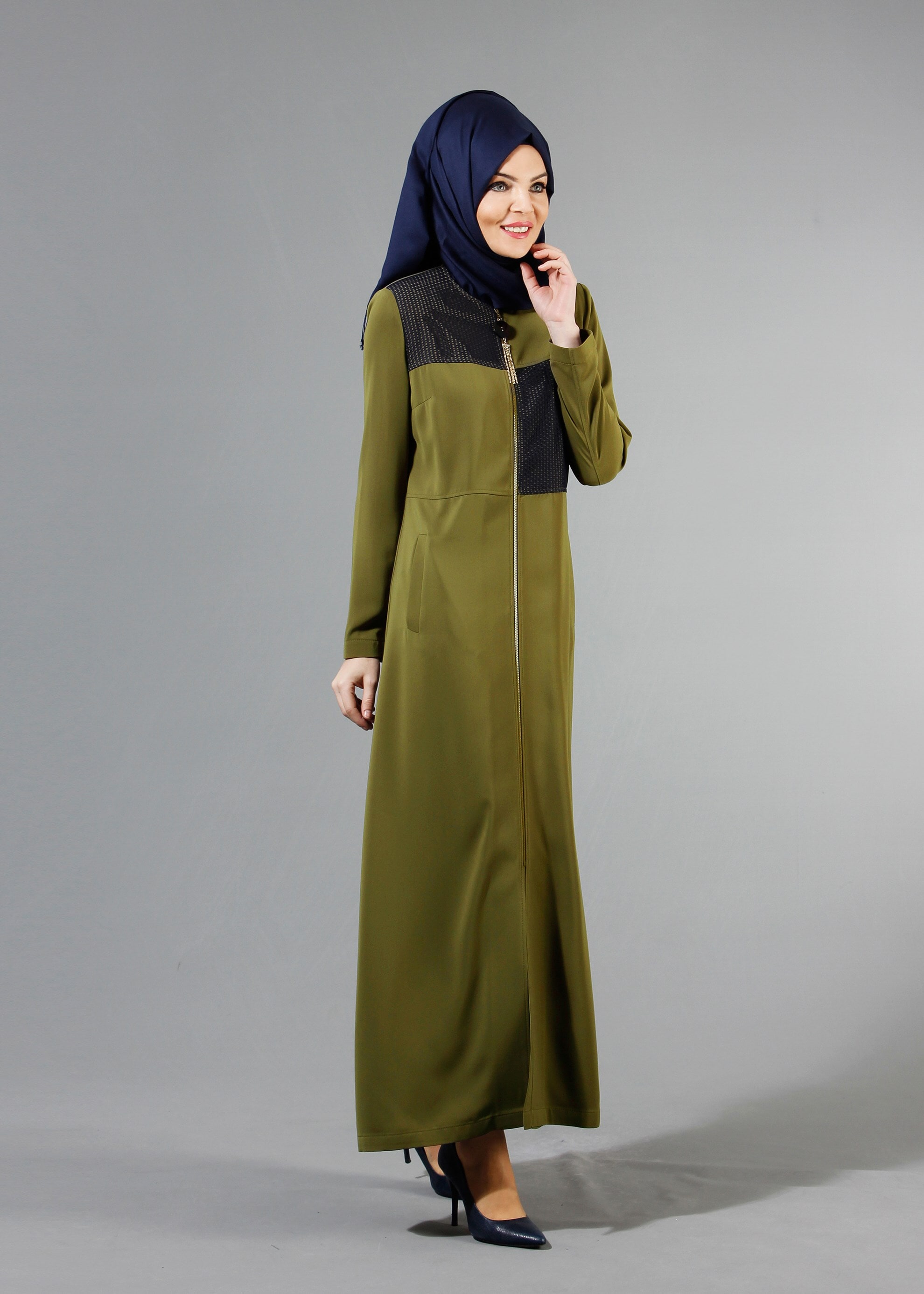 Tesettür giyim HAKİ 1737 FARAH 6288 PARDESÜ 40-48 TEK38