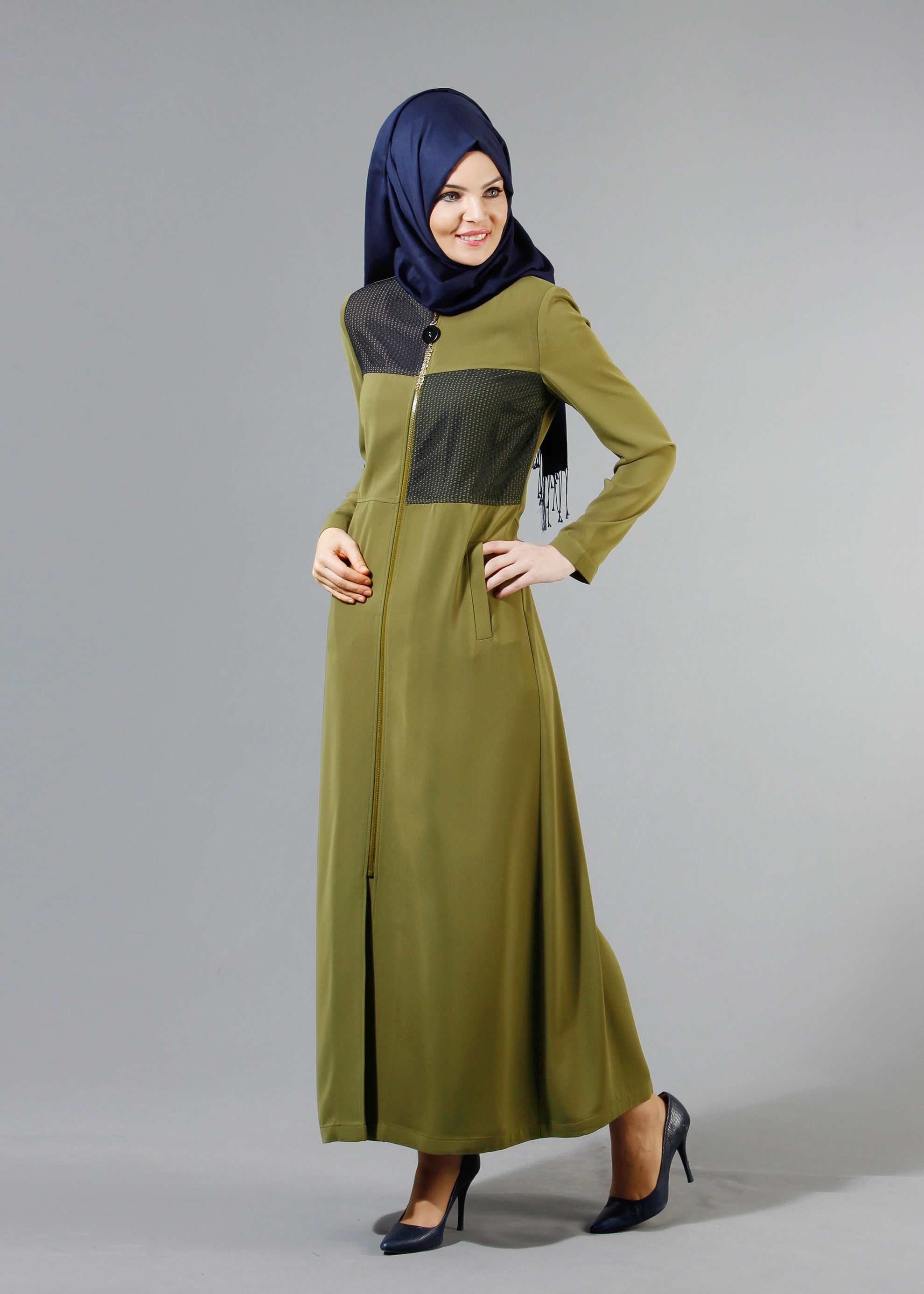 Tesettür giyim HAKİ 1737 FARAH 6288 PARDESÜ 40-48 TEK38