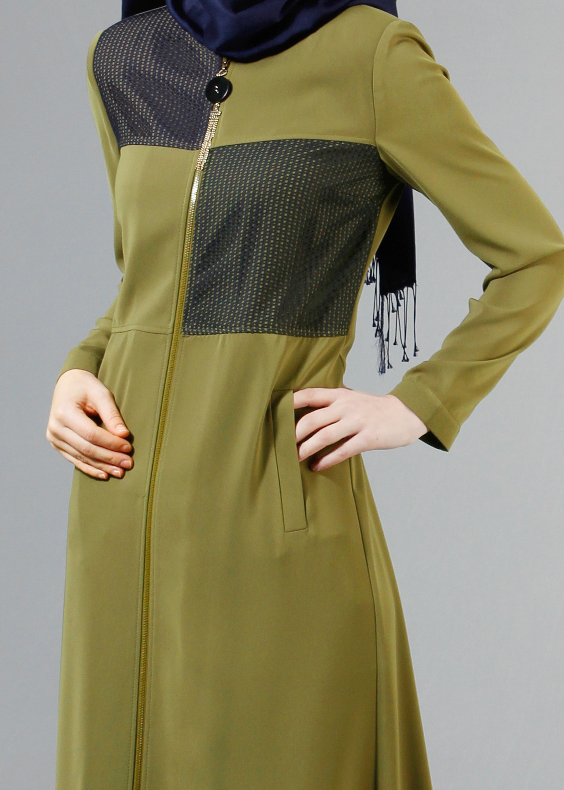 Tesettür giyim HAKİ 1737 FARAH 6288 PARDESÜ 40-48 TEK38