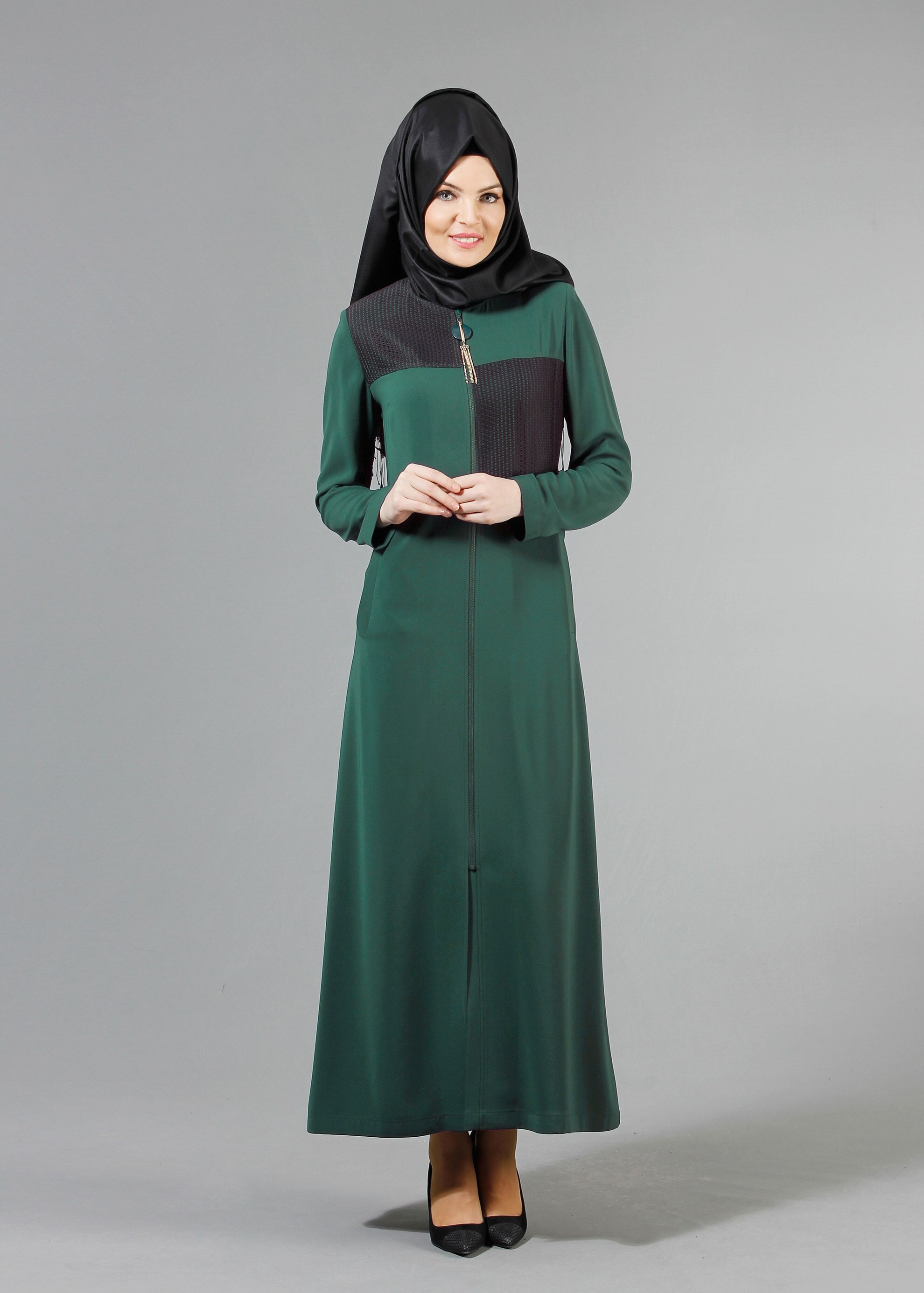 Tesettür giyim YEŞİL 1737 FARAH 6288 PARDESÜ 40-48 TEK38