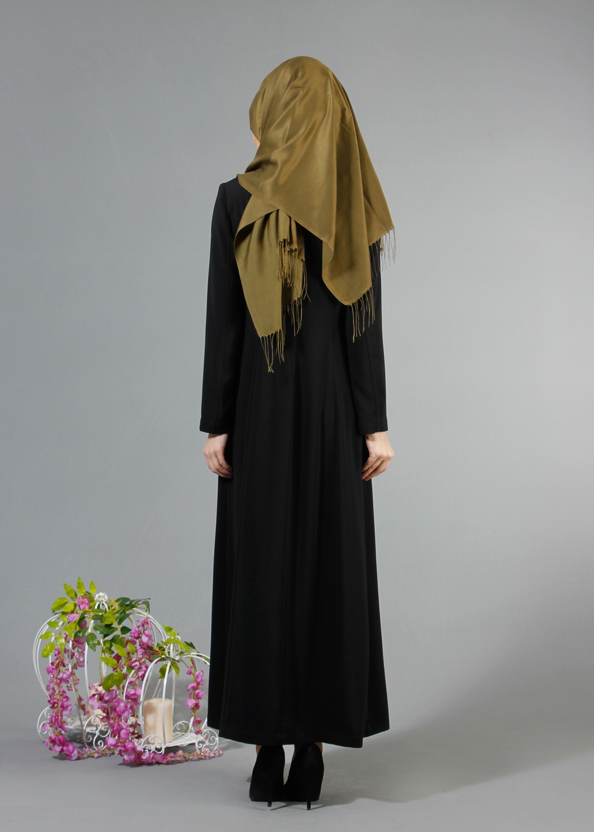 Tesettür giyim SİYAH 1739 Farah Tesetür 6288 Pardesü 40/48 TEK38