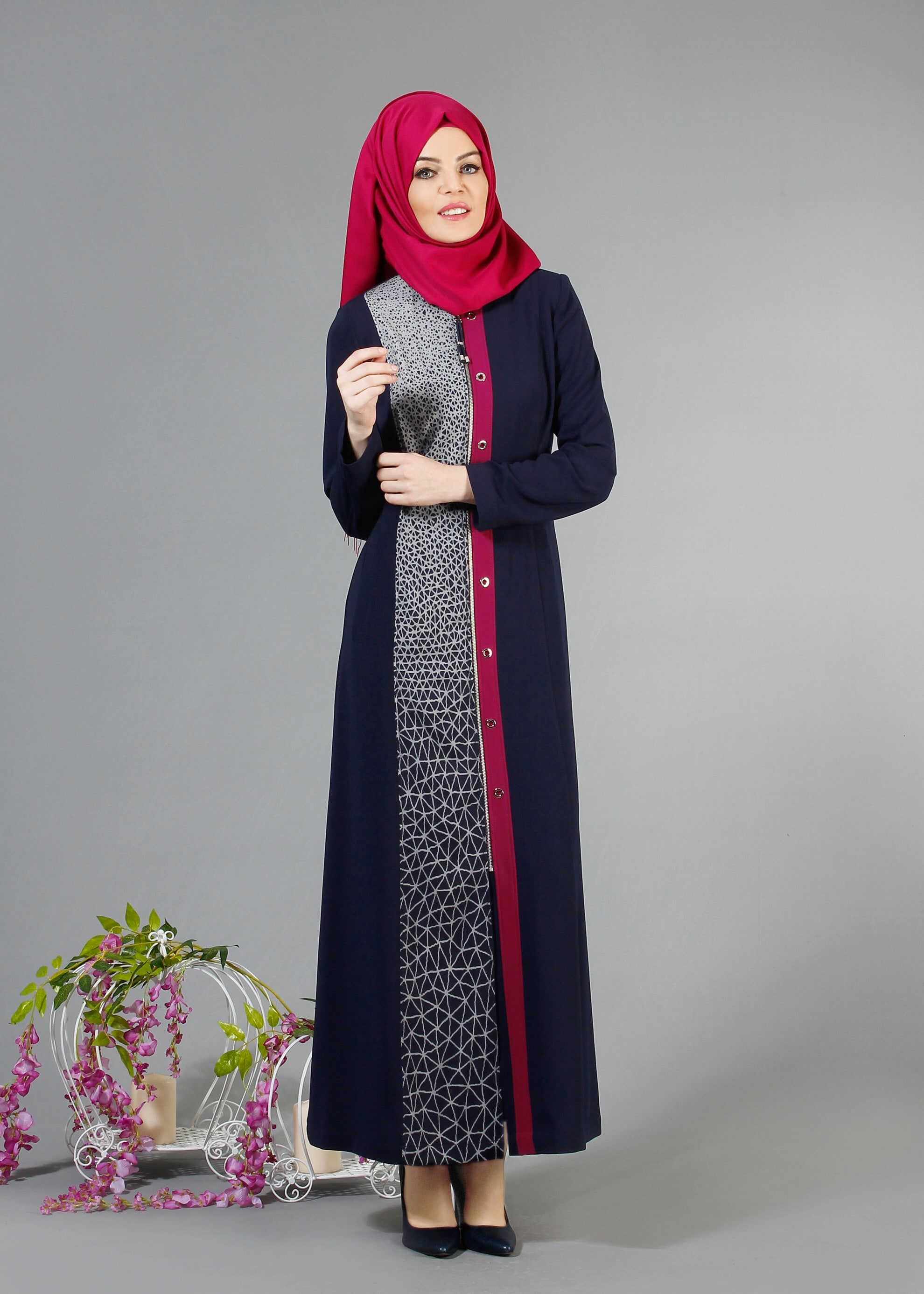 Tesettür giyim LACİVERT 1739 Farah Tesetür 6288 Pardesü 40/48 TEK38