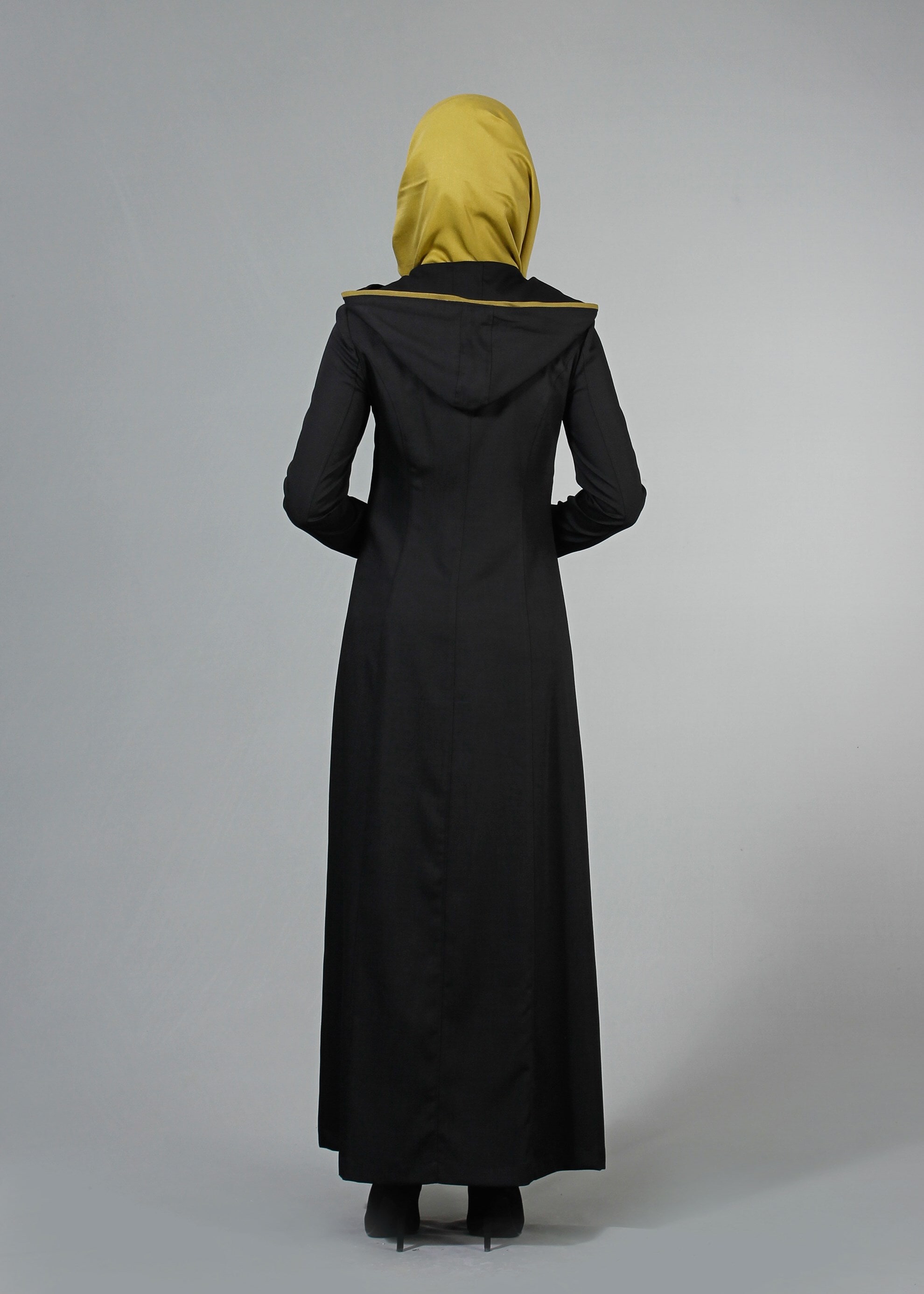 Tesettür giyim SİYAH KAPÜŞONLU PARDESÜ 1750