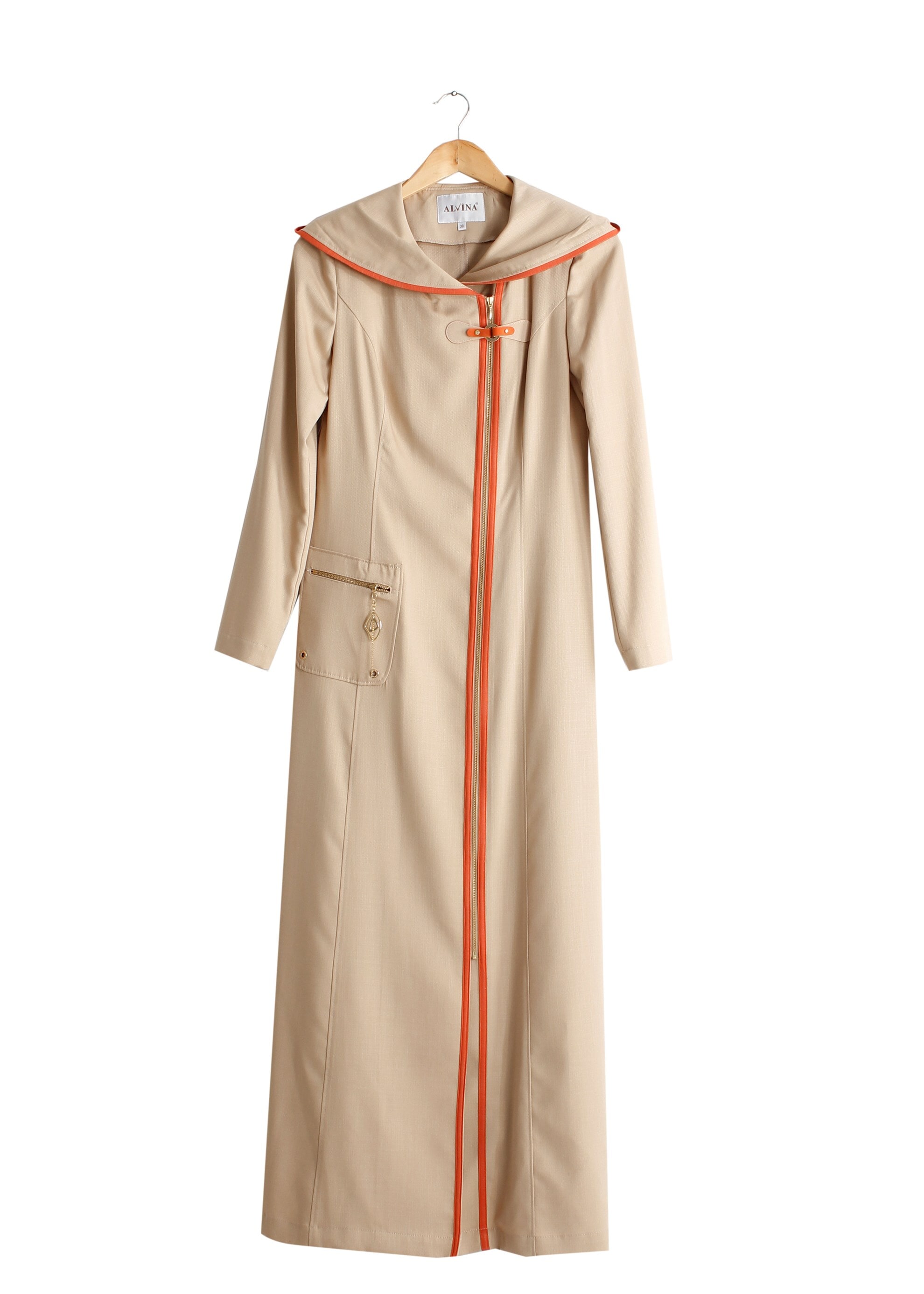 Tesettür giyim BEJ KAPÜŞONLU PARDESÜ 1750