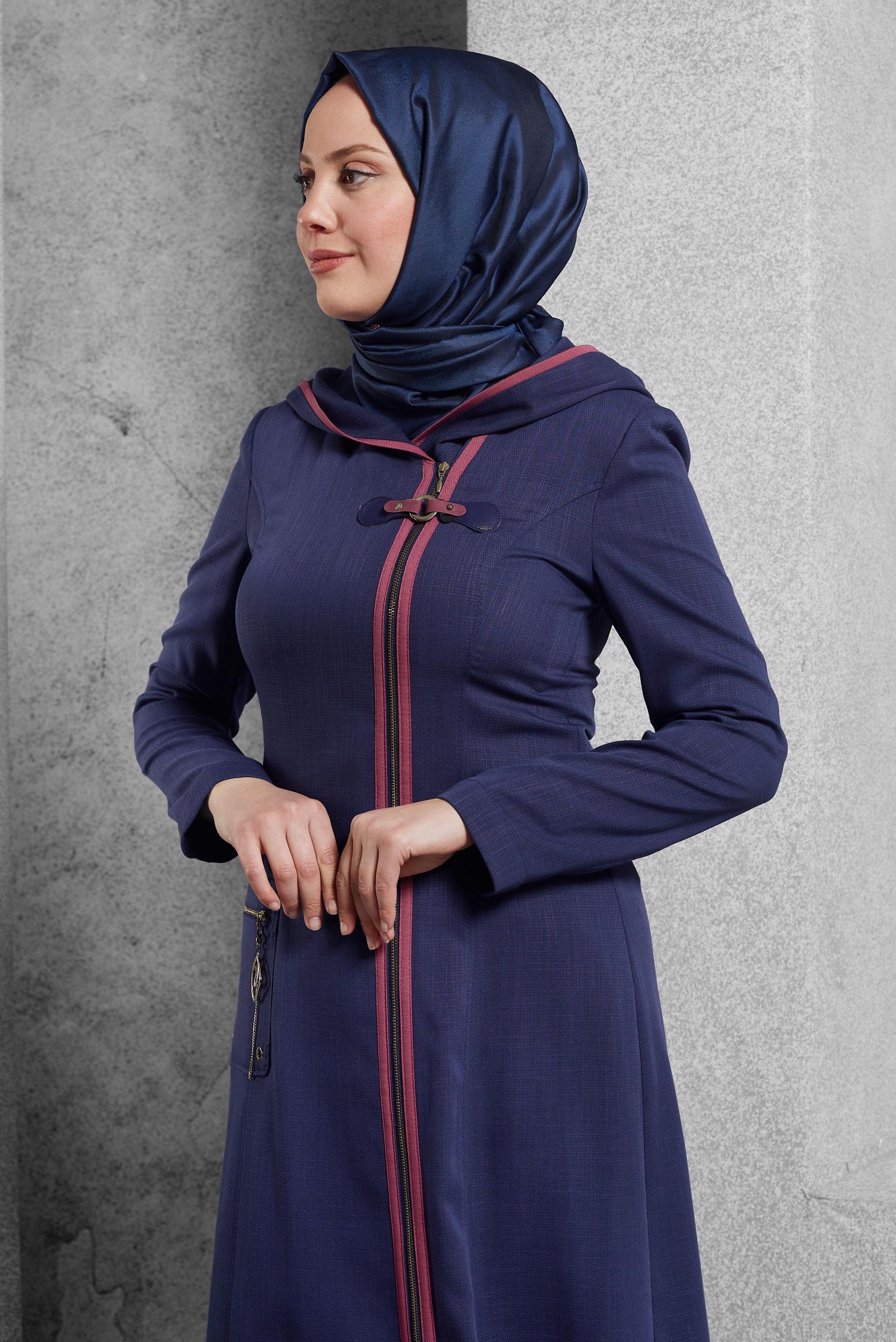 Vêtements hijab BLEU MARINE COUCHE DE FINITION À CAPUCHE 1750