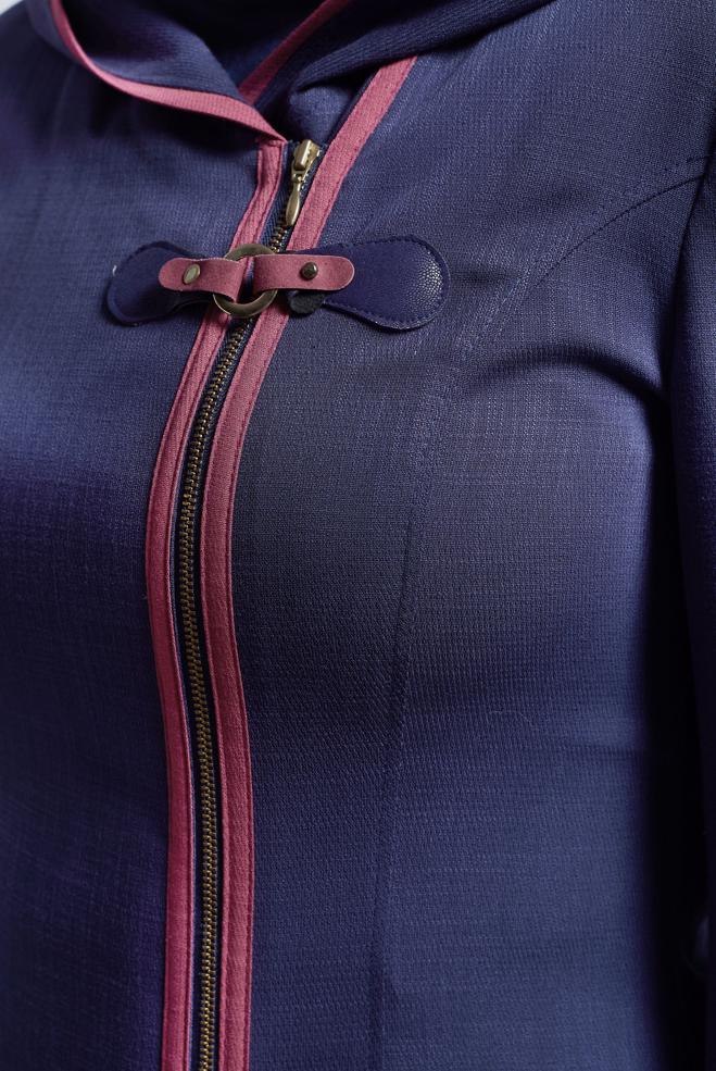 Tesettür giyim LACİVERT KAPÜŞONLU PARDESÜ 1750 - ALVİNA