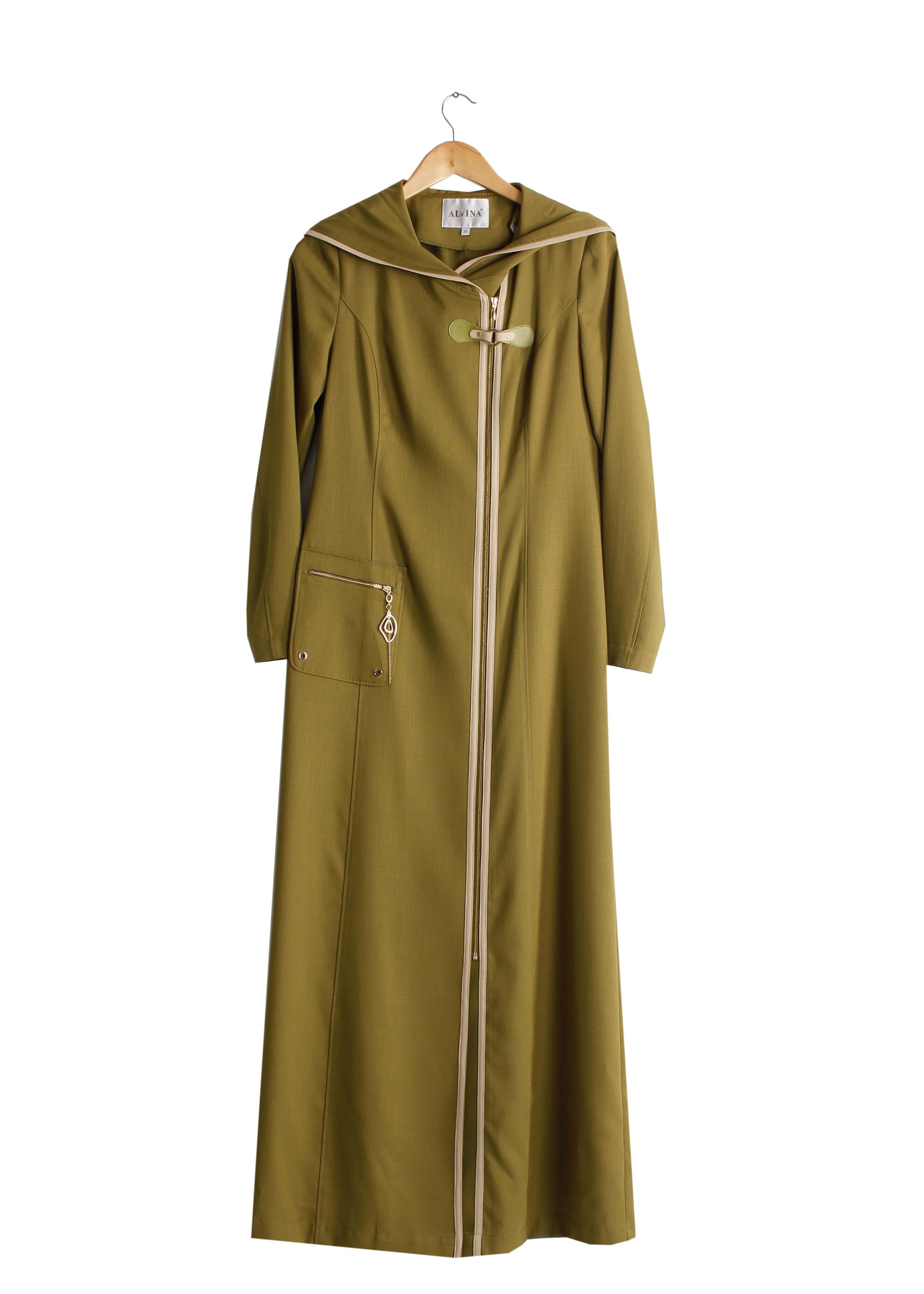 Tesettür giyim YEŞİL KAPÜŞONLU PARDESÜ 1750