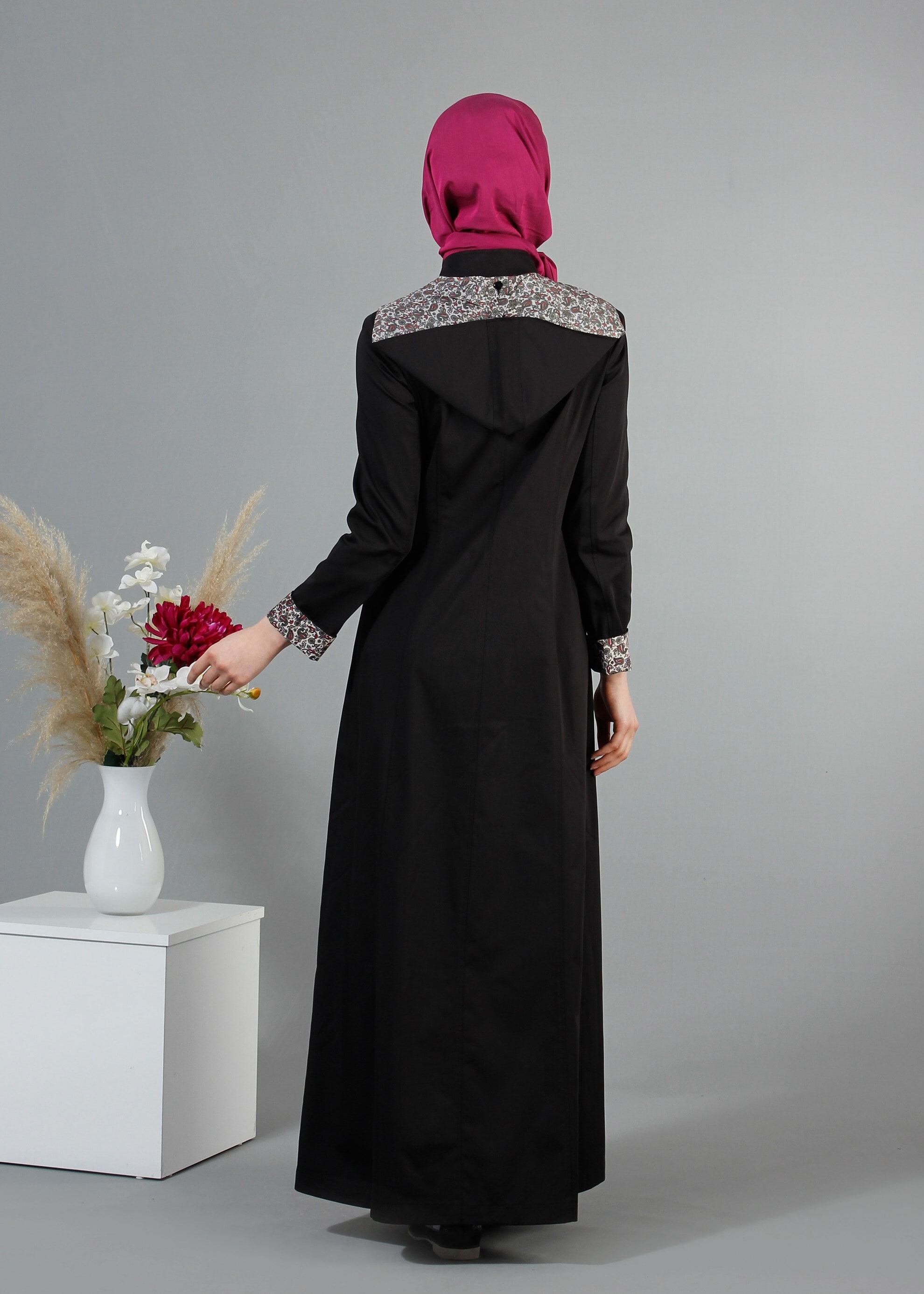 Tesettür giyim SİYAH 1751 15666 Tesettür Pardesü 38/46 TEK40-42