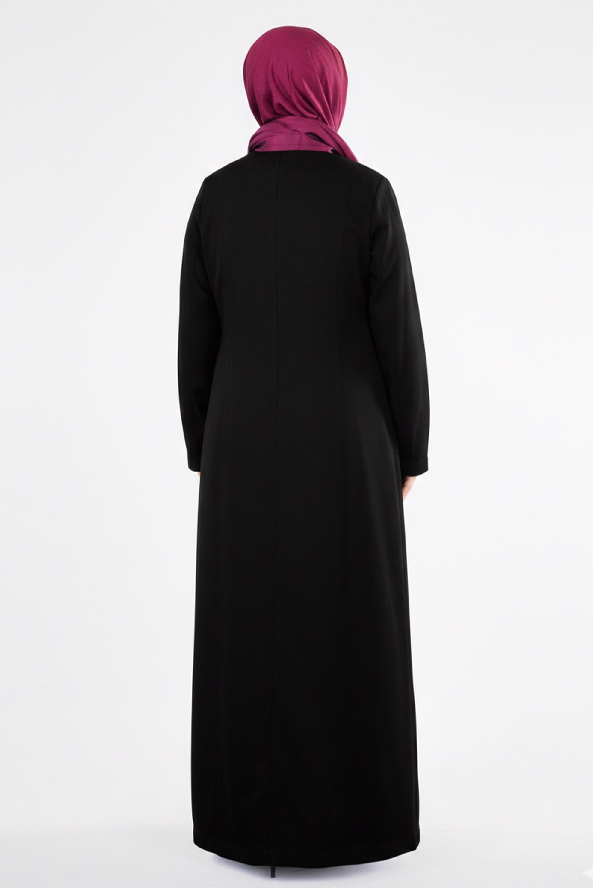 Tesettür giyim SİYAH FERMUARLI PARDESÜ 1757