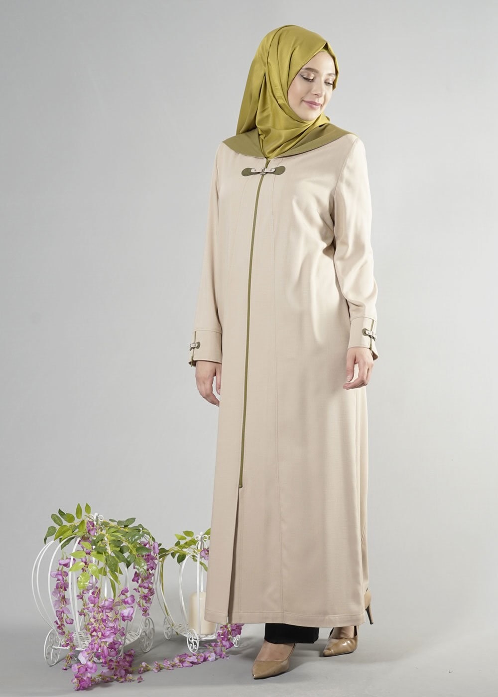 Tesettür giyim BEJ 1759 DERİN 8169 PARDESÜ 42/50 TEK44