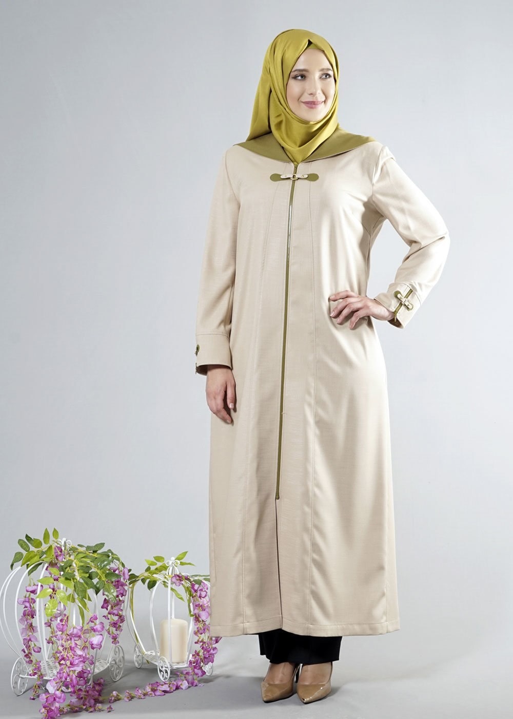 Tesettür giyim BEJ 1759 DERİN 8169 PARDESÜ 42/50 TEK44