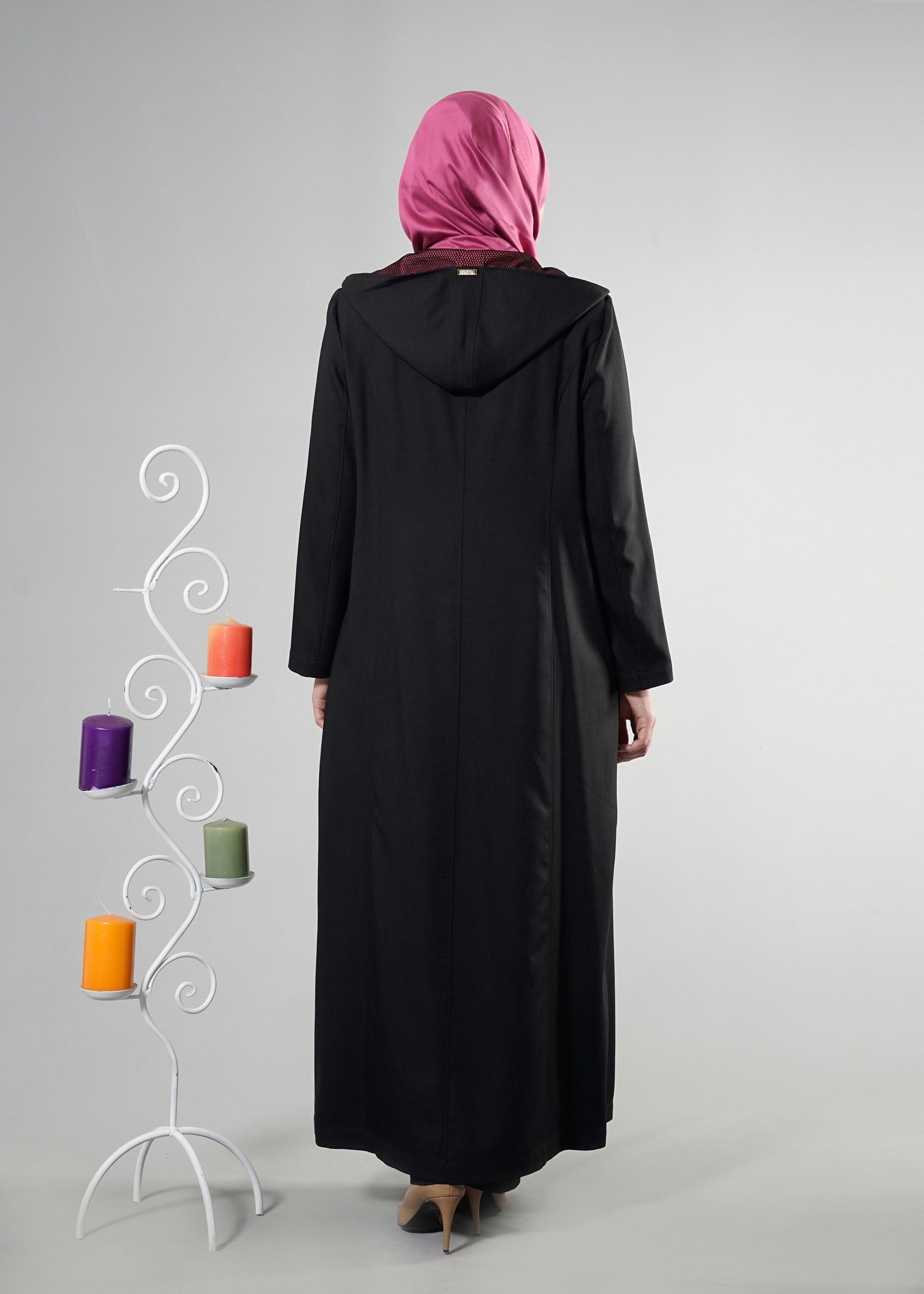 Tesettür giyim SİYAH 1760 Derin Tesettür 8169 Pardesü 44/50 TEK46