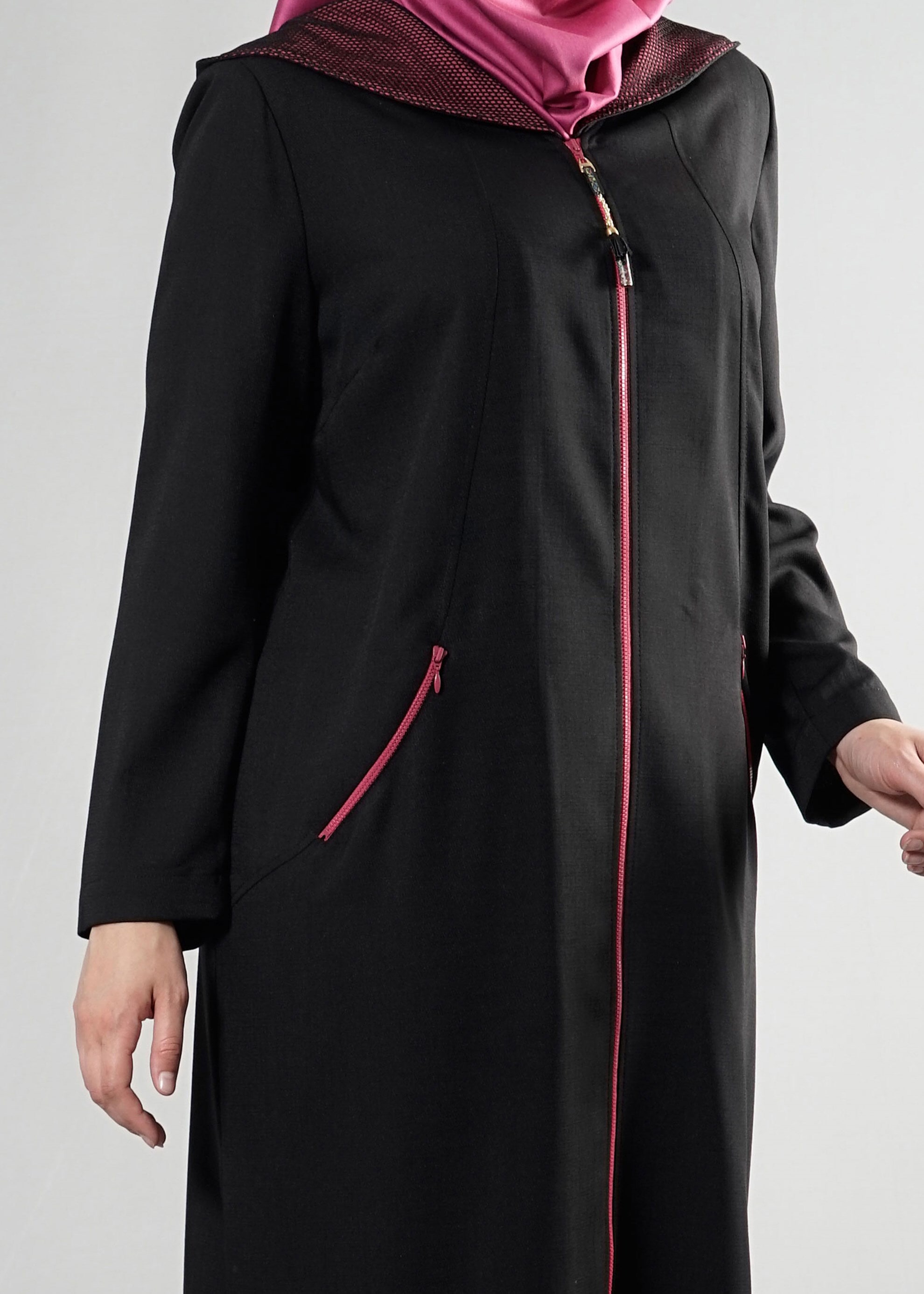 Tesettür giyim SİYAH 1760 Derin Tesettür 8169 Pardesü 44/50 TEK46