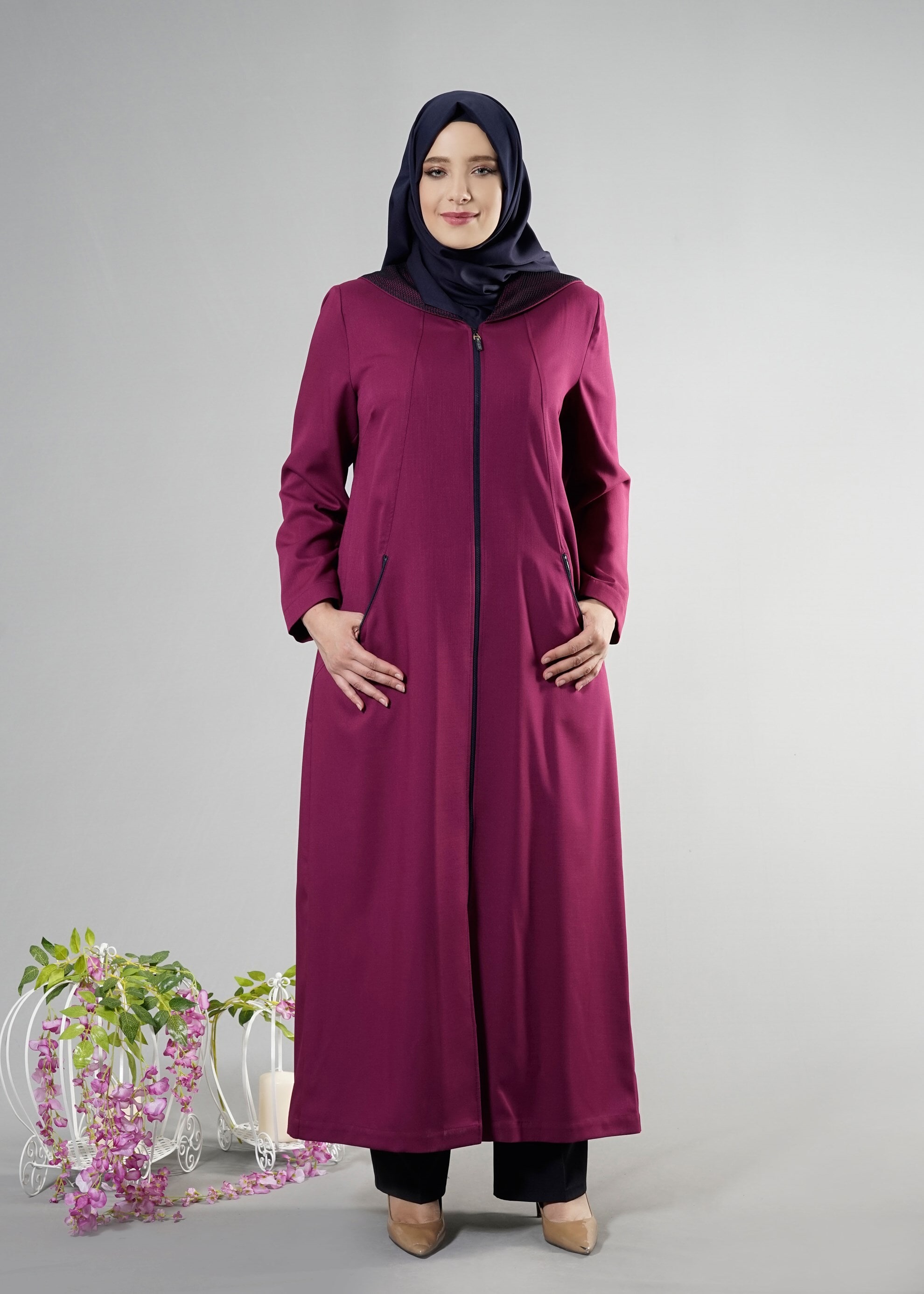 Tesettür giyim MOR 1760 Derin Tesettür 8169 Pardesü 44/50 TEK46