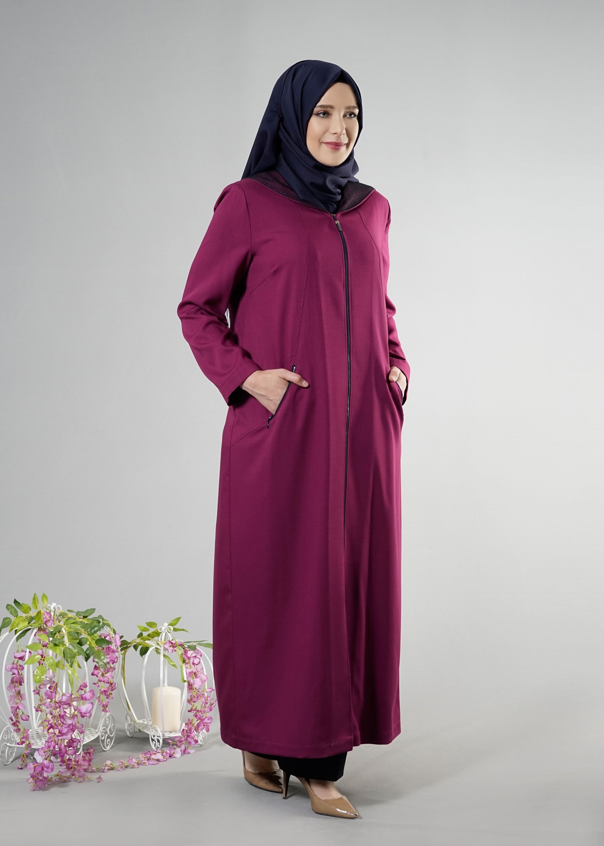 Tesettür giyim MOR 1760 Derin Tesettür 8169 Pardesü 44/50 TEK46