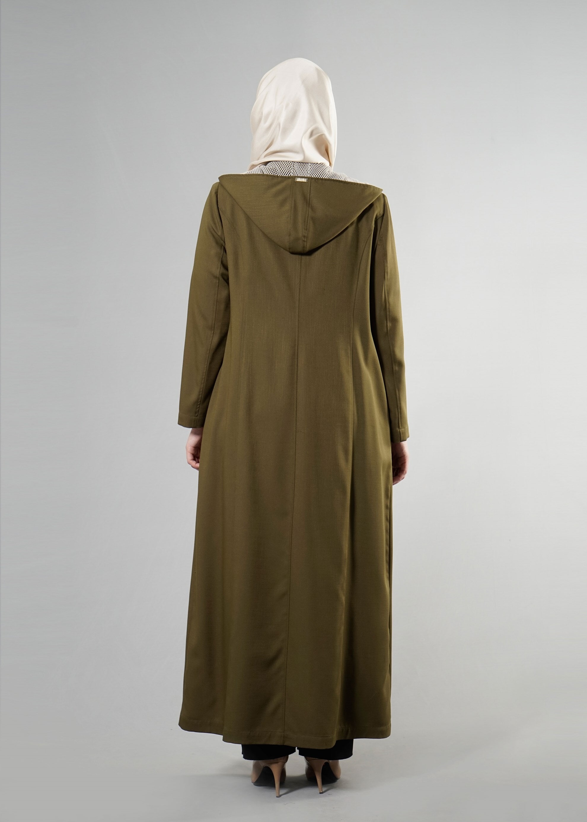 Tesettür giyim HAKİ 1760 Derin Tesettür 8169 Pardesü 44/50 TEK46