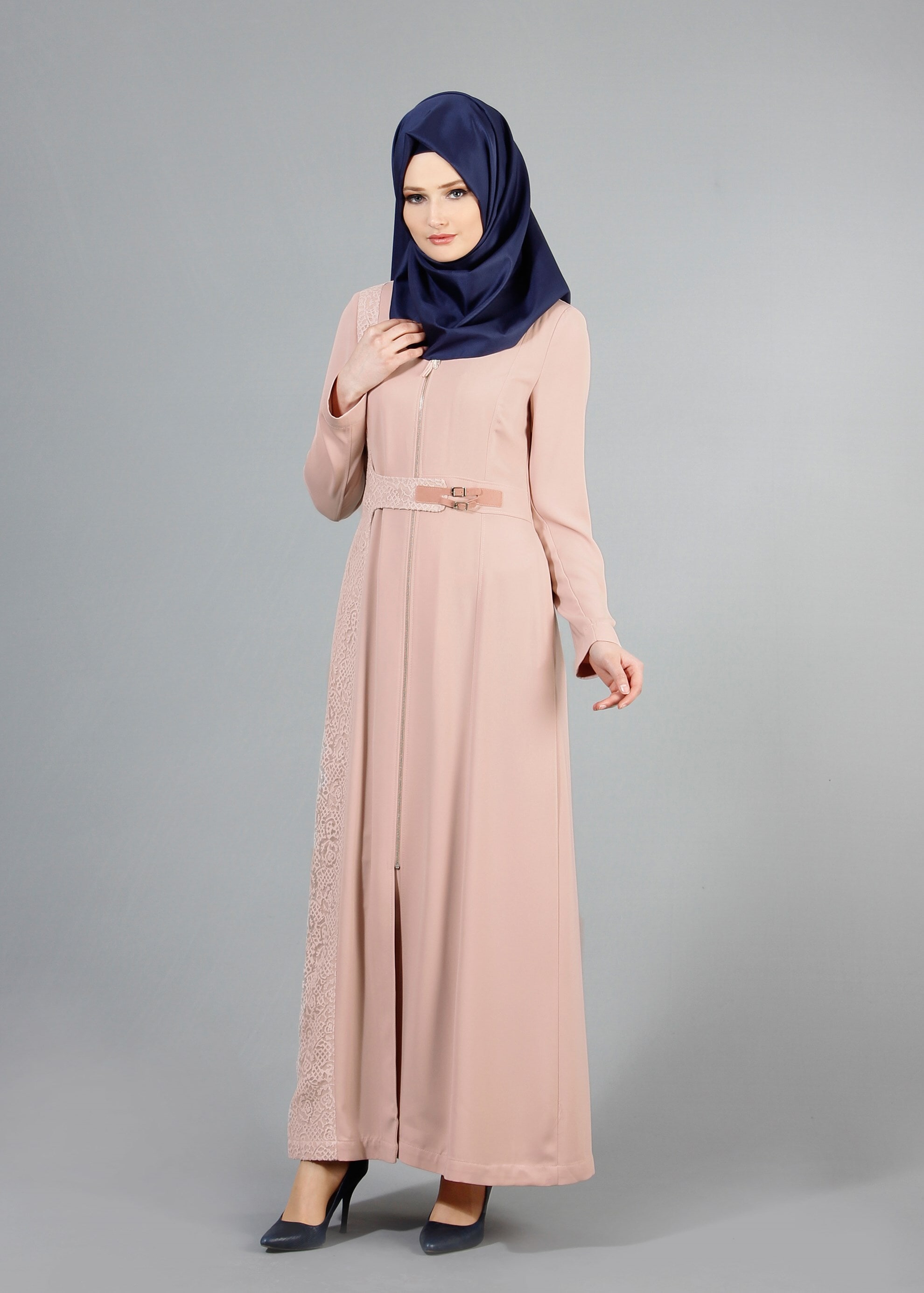 Tesettür giyim PUDRA 1763 Farah Tesettür Pardesü 38/46 TEK40
