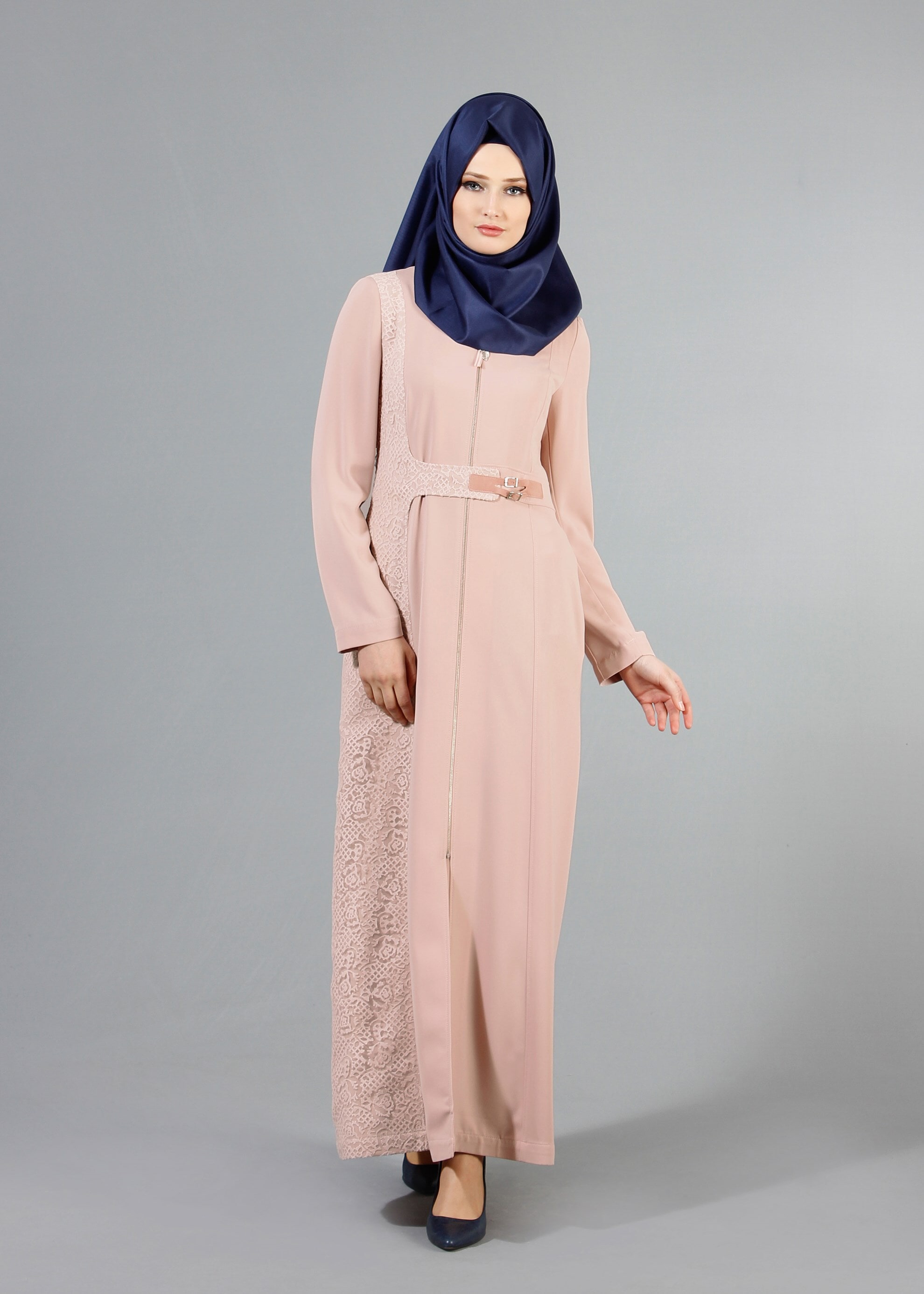 Tesettür giyim PUDRA 1763 Farah Tesettür Pardesü 38/46 TEK40