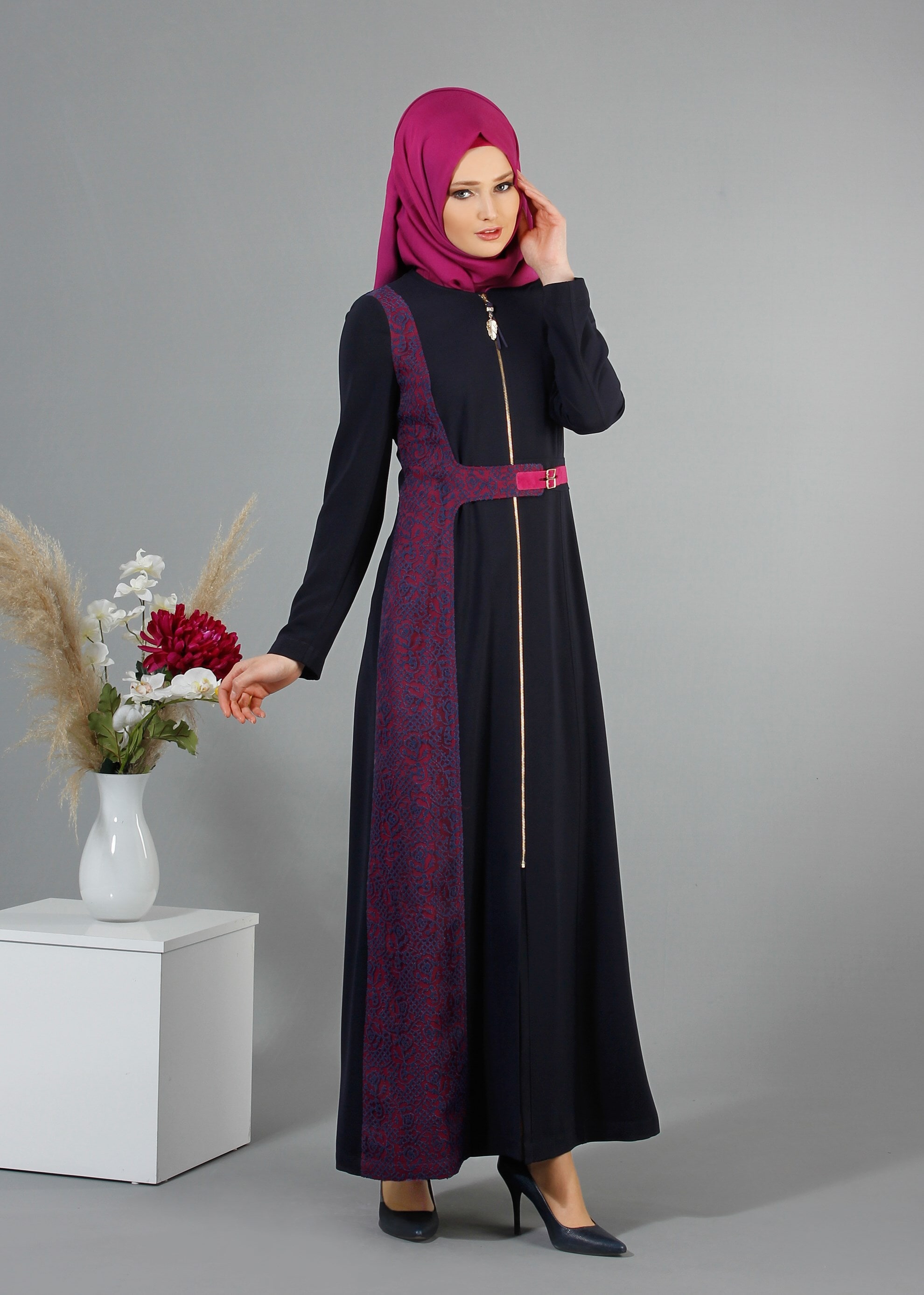 Tesettür giyim LACİVERT 1763 Farah Tesettür Pardesü 38/46 TEK40