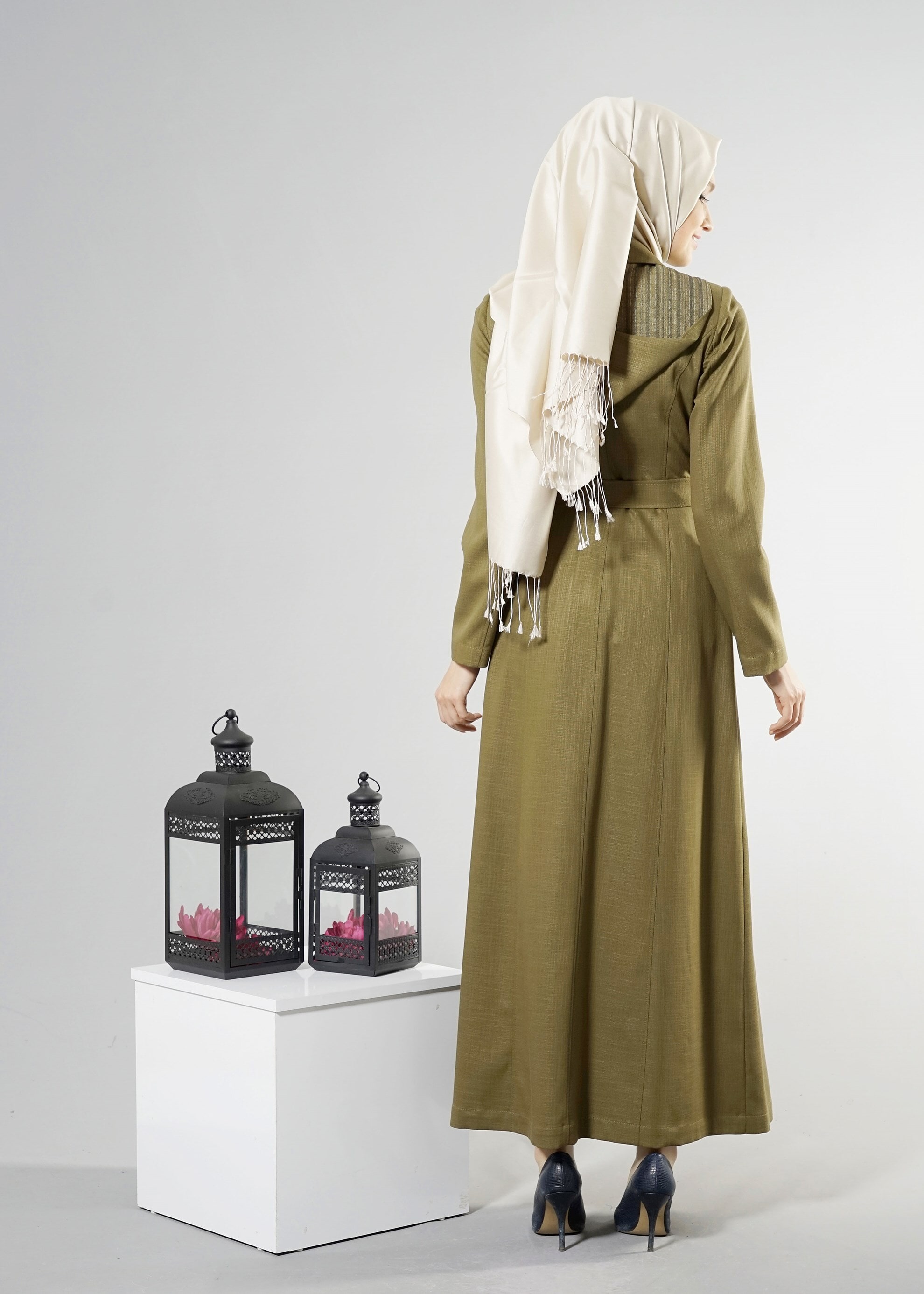 Tesettür giyim HAKİ 1765 New Shine Pardesü 38/46