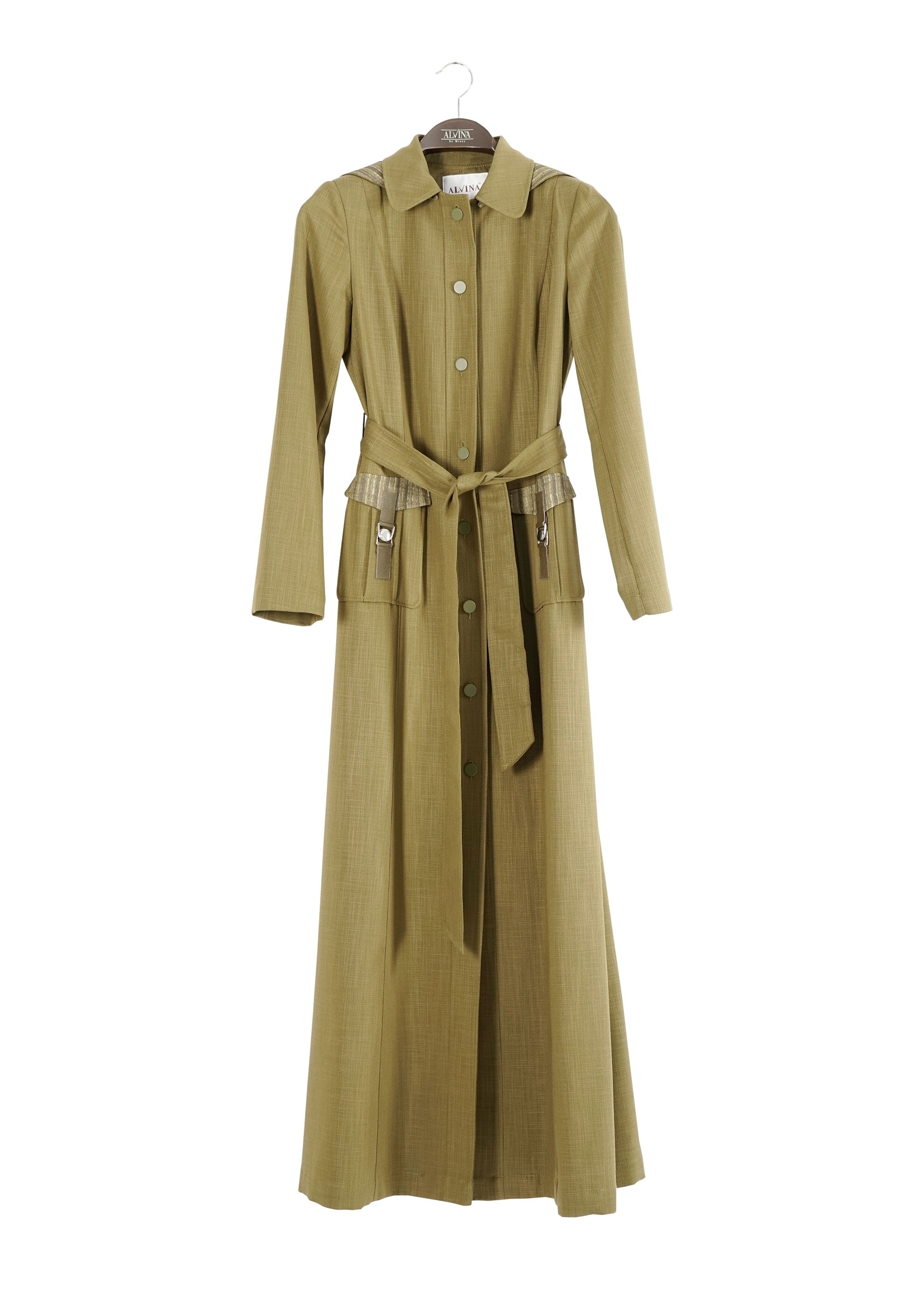 Tesettür giyim HAKİ 1765 New Shine Pardesü 38/46