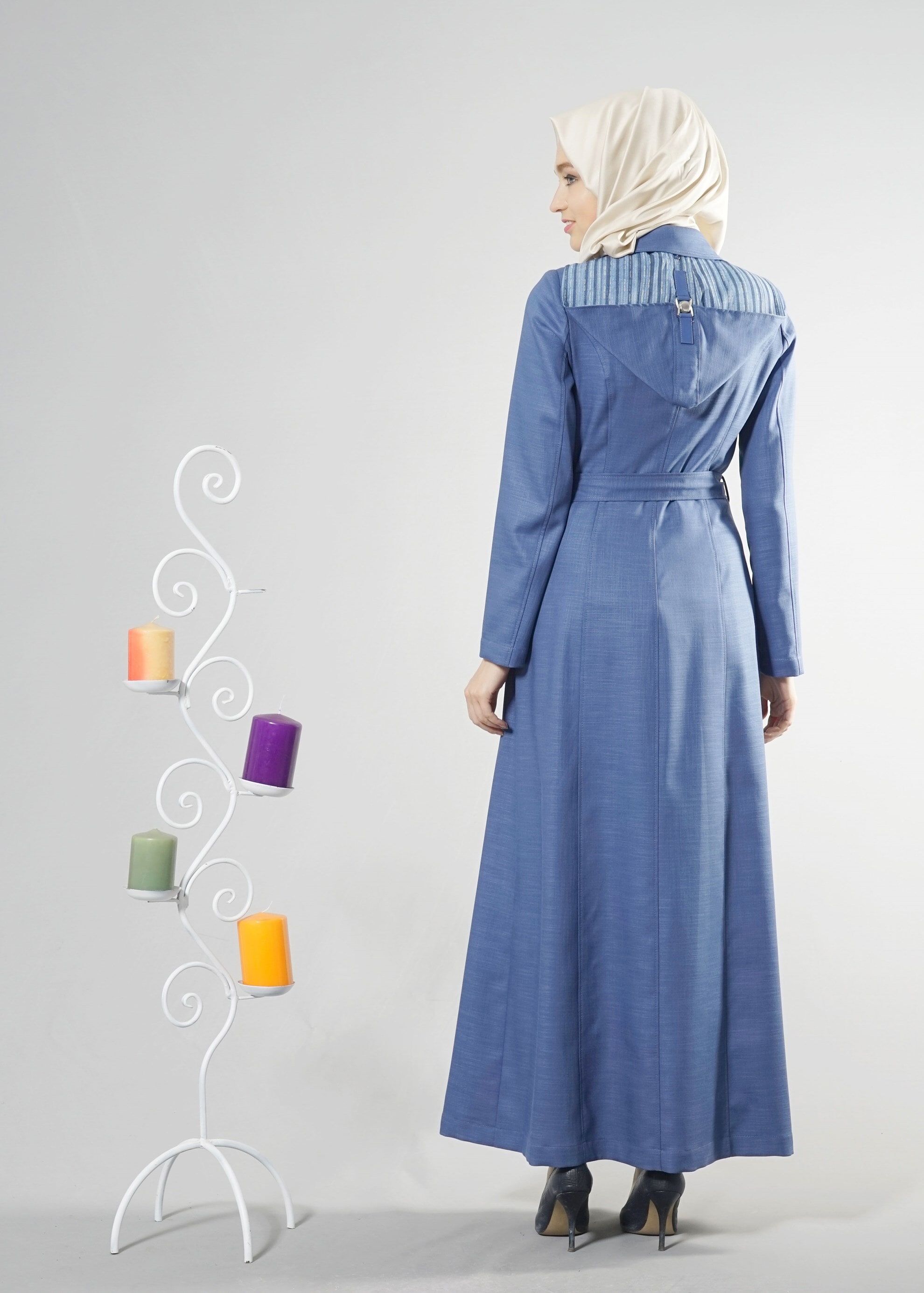 Tesettür giyim LACİVERT 1765 New Shine Pardesü 38/46