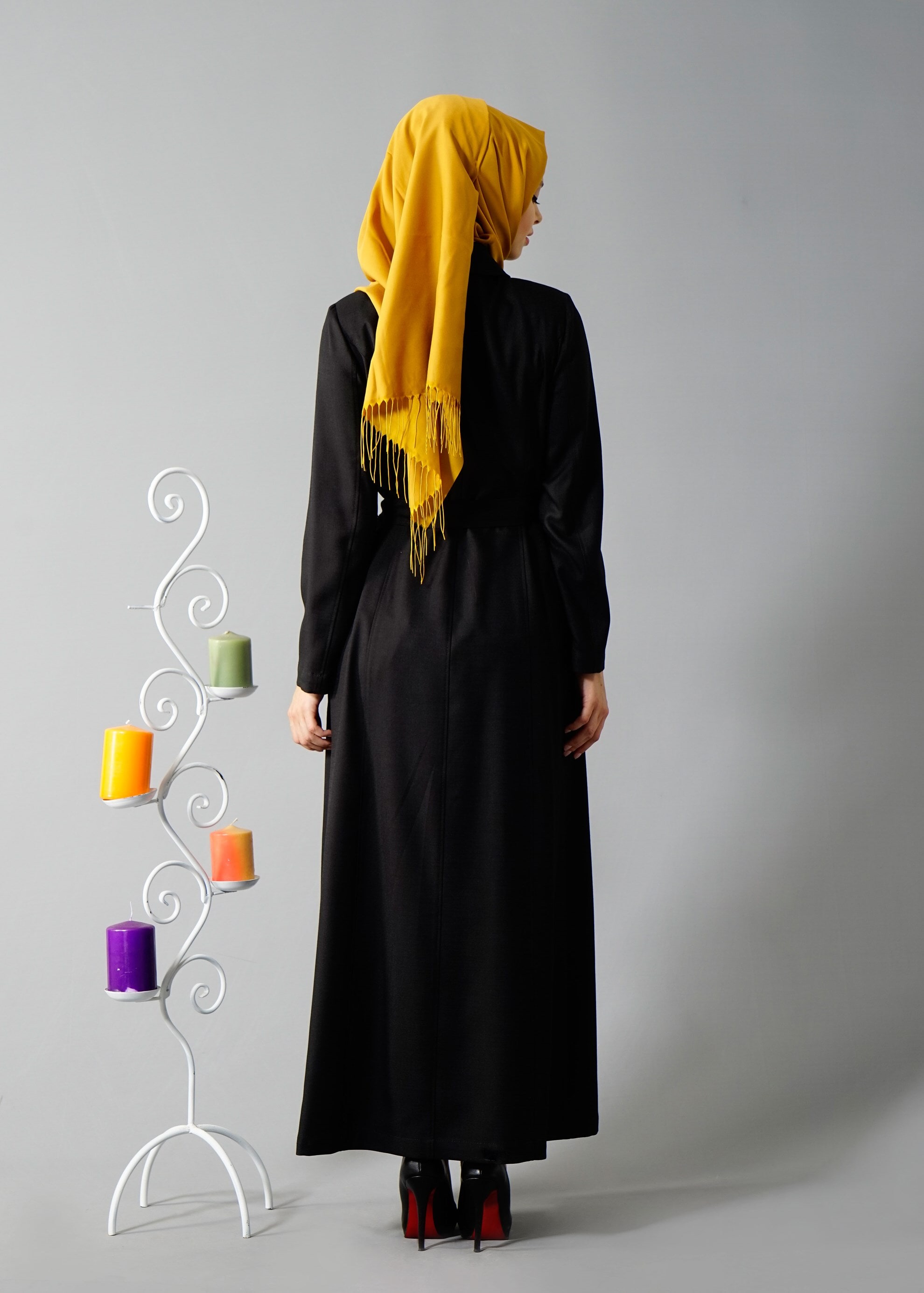 Tesettür giyim SİYAH 1768 New Shine Tesettür Pardesü 40/48 TEK38