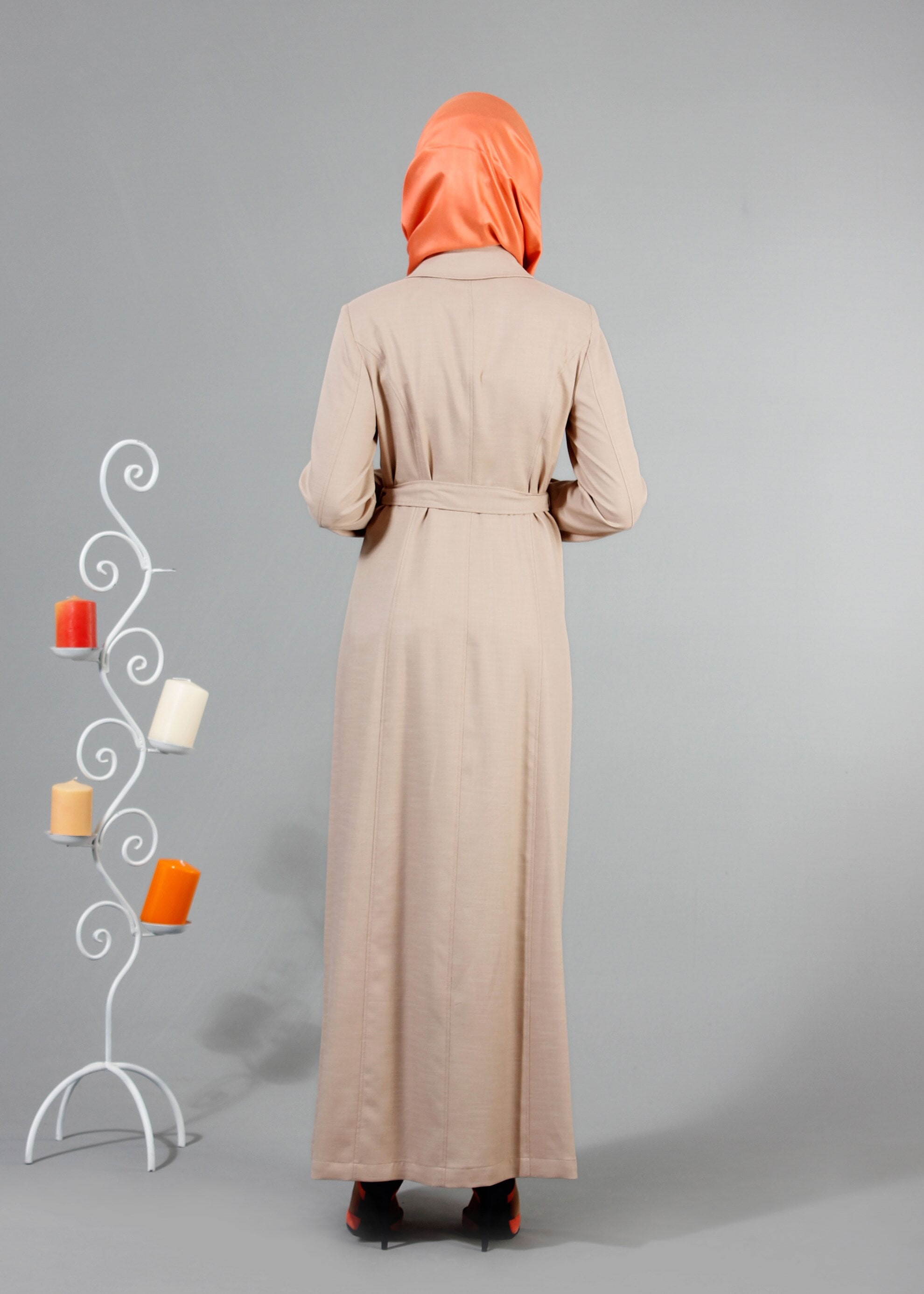 Tesettür giyim BEJ 1768 New Shine Tesettür Pardesü 40/48 TEK38