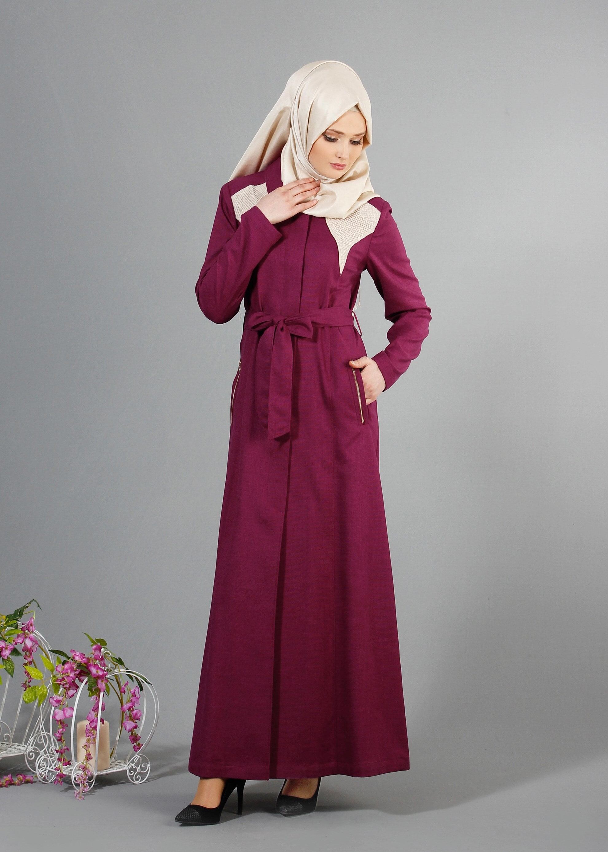 Tesettür giyim MOR 1768 New Shine Tesettür Pardesü 40/48 TEK38