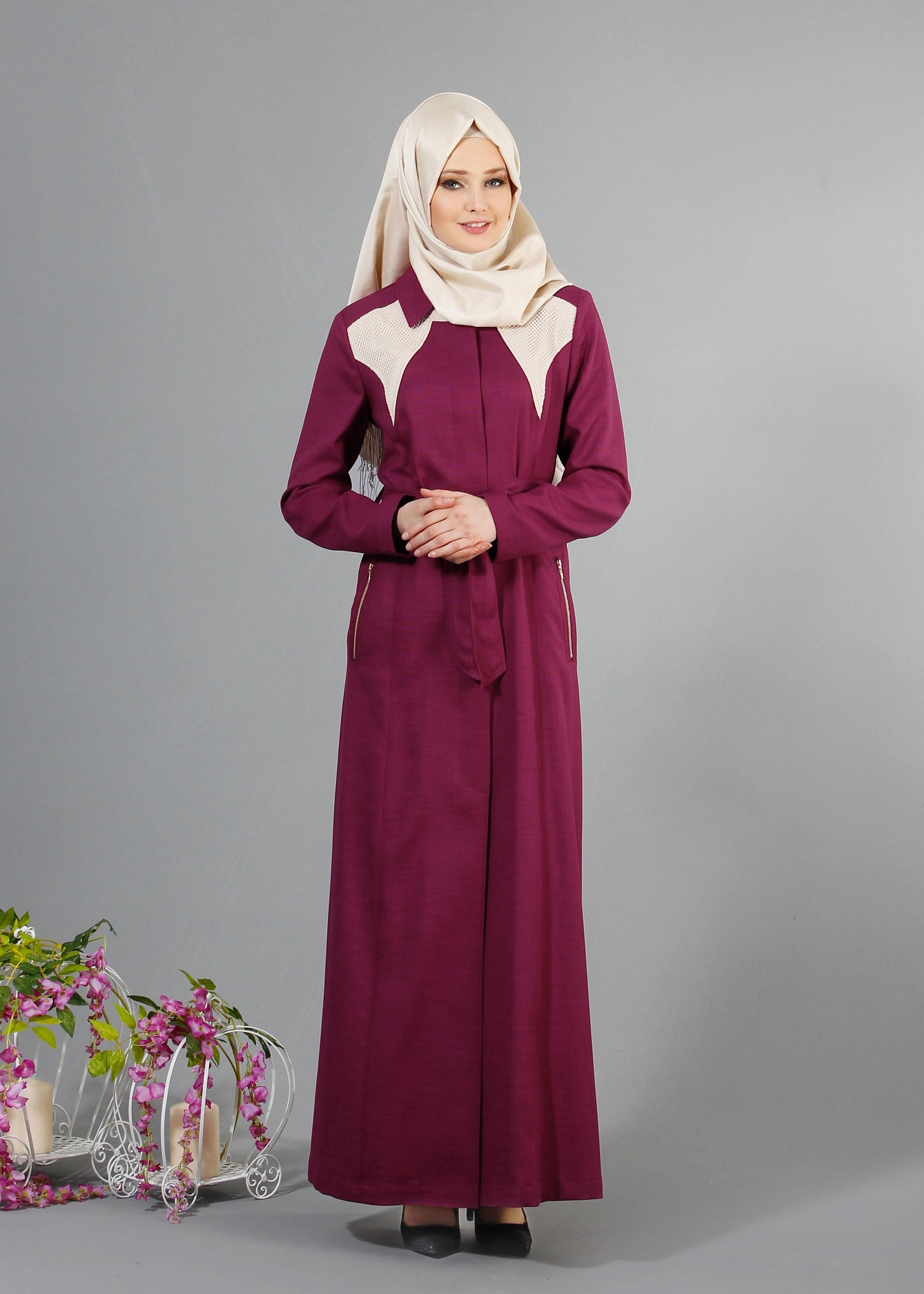 Tesettür giyim MOR 1768 New Shine Tesettür Pardesü 40/48 TEK38